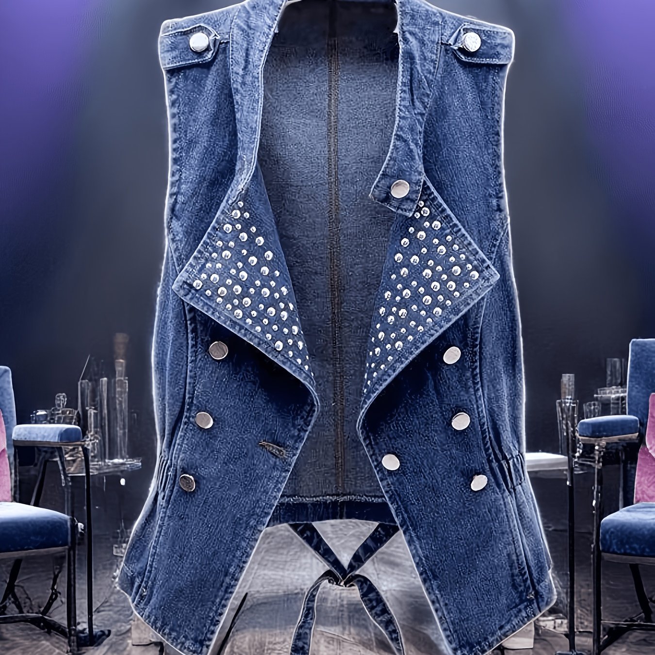 Image of A Stylish Women's Denim Jacket With Long Sleeves, Featuring A Slim Fit And A Retro Design, Perfect For Occasions.