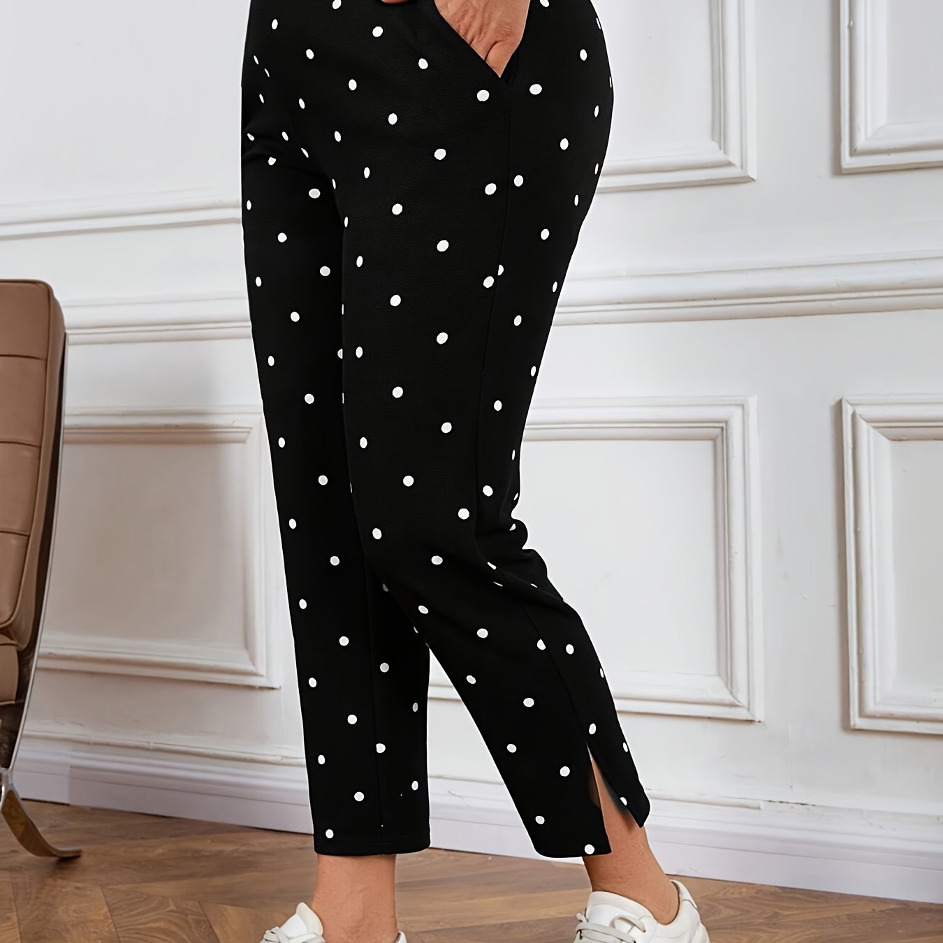 E-shop Plus Size, Damen Slim-Fit Elastische Knöchelhosen mit Schlitz