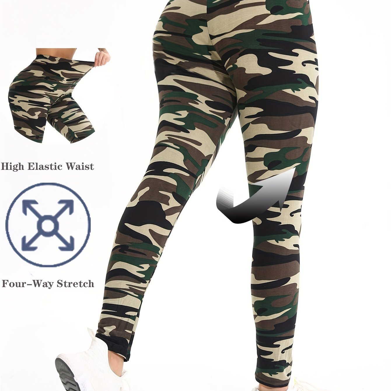 Image of European Camo Yoga Leggings Women Athletic Exercise Fitness Lift Booty Sport Pants High Elastic Waist Gym Tights Workout Trousers