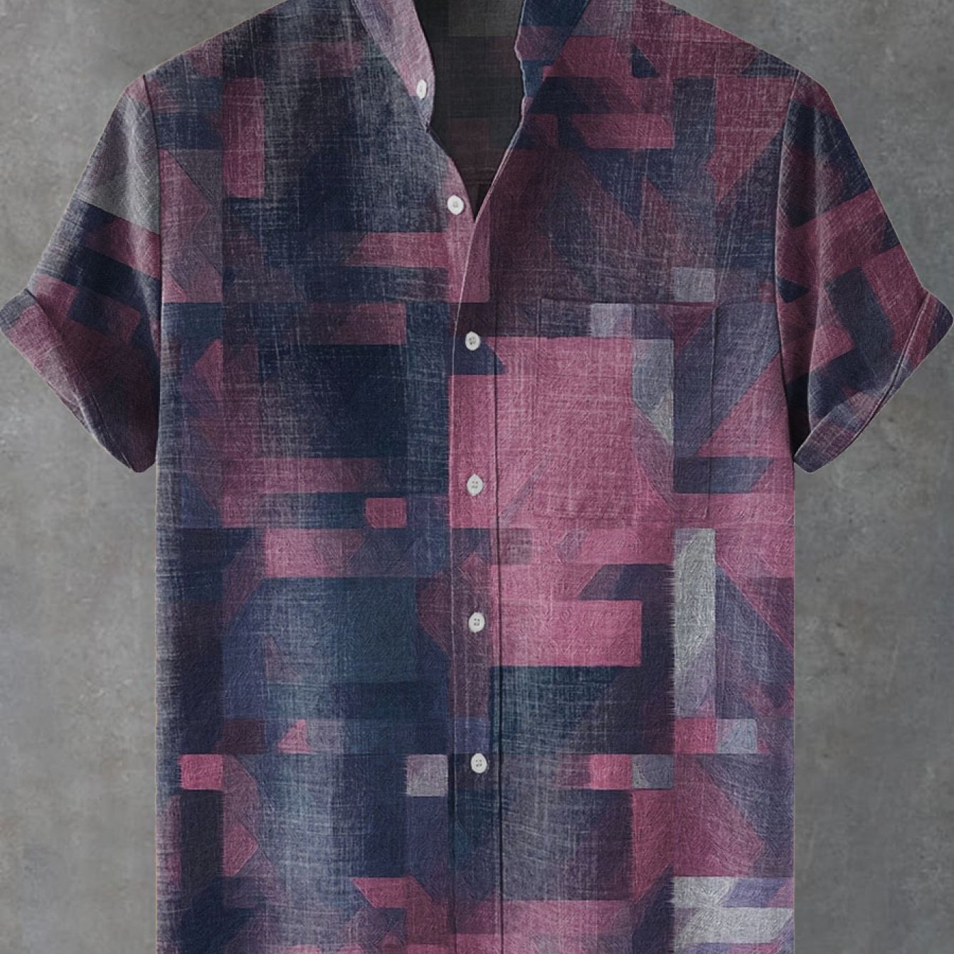 Men's Stand Collar Shirt With Pockets