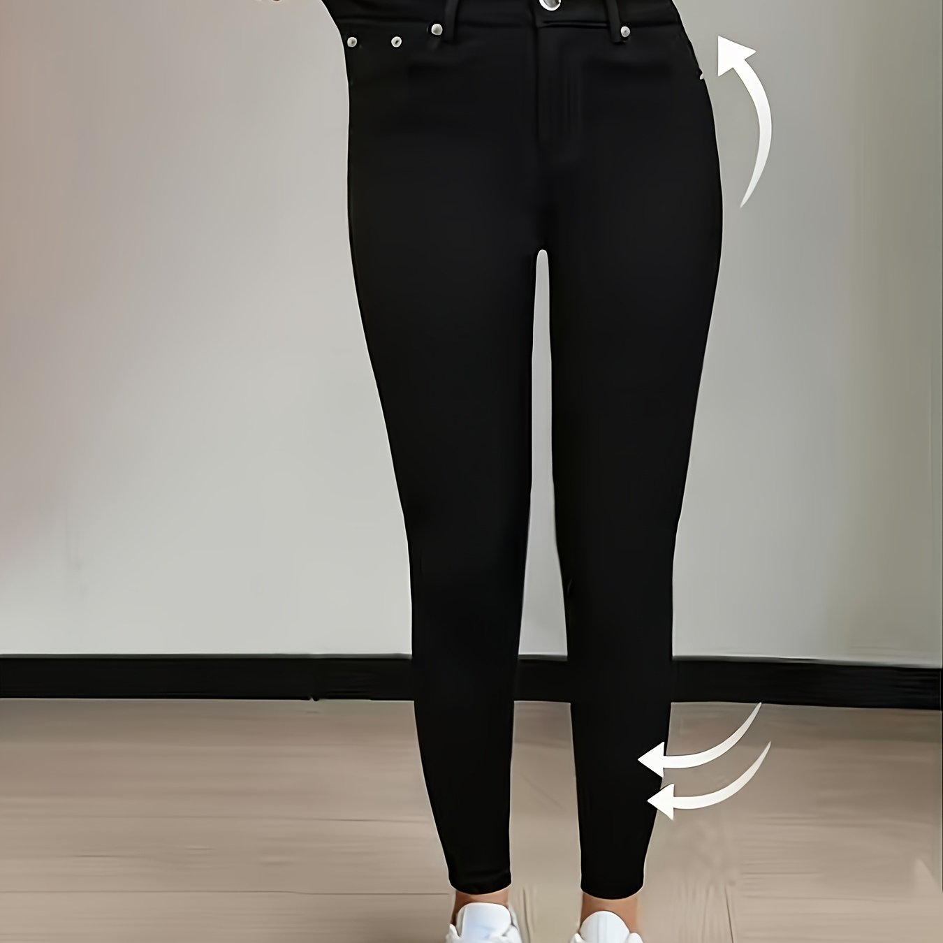 Women's Plus Size Stretch Skinny Jeans - High-waisted Non-see-through Pants With Stretchy Fit, Machine Washable Black Jeans For Everyday & Formal Outfits