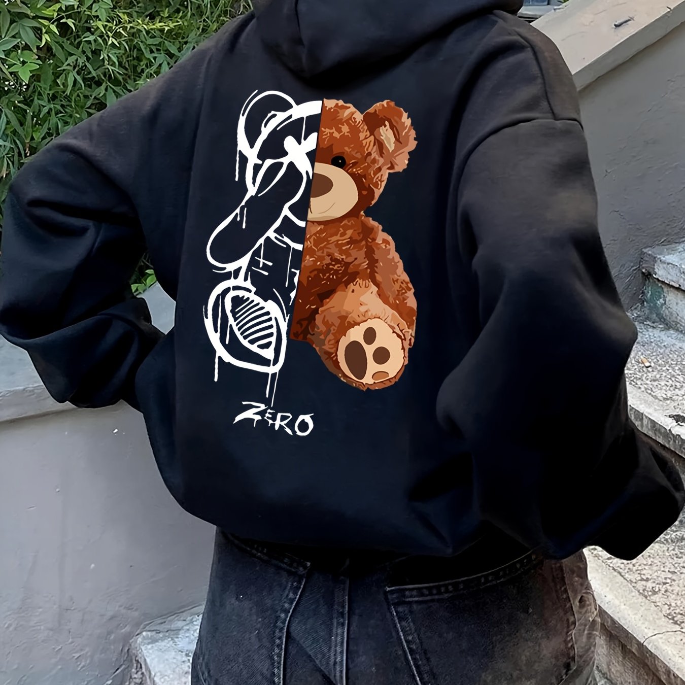 TEMU Creative Bear Print Hoodie, Autumn/winter -lined With Pocket, Women's Casual Sweatshirt