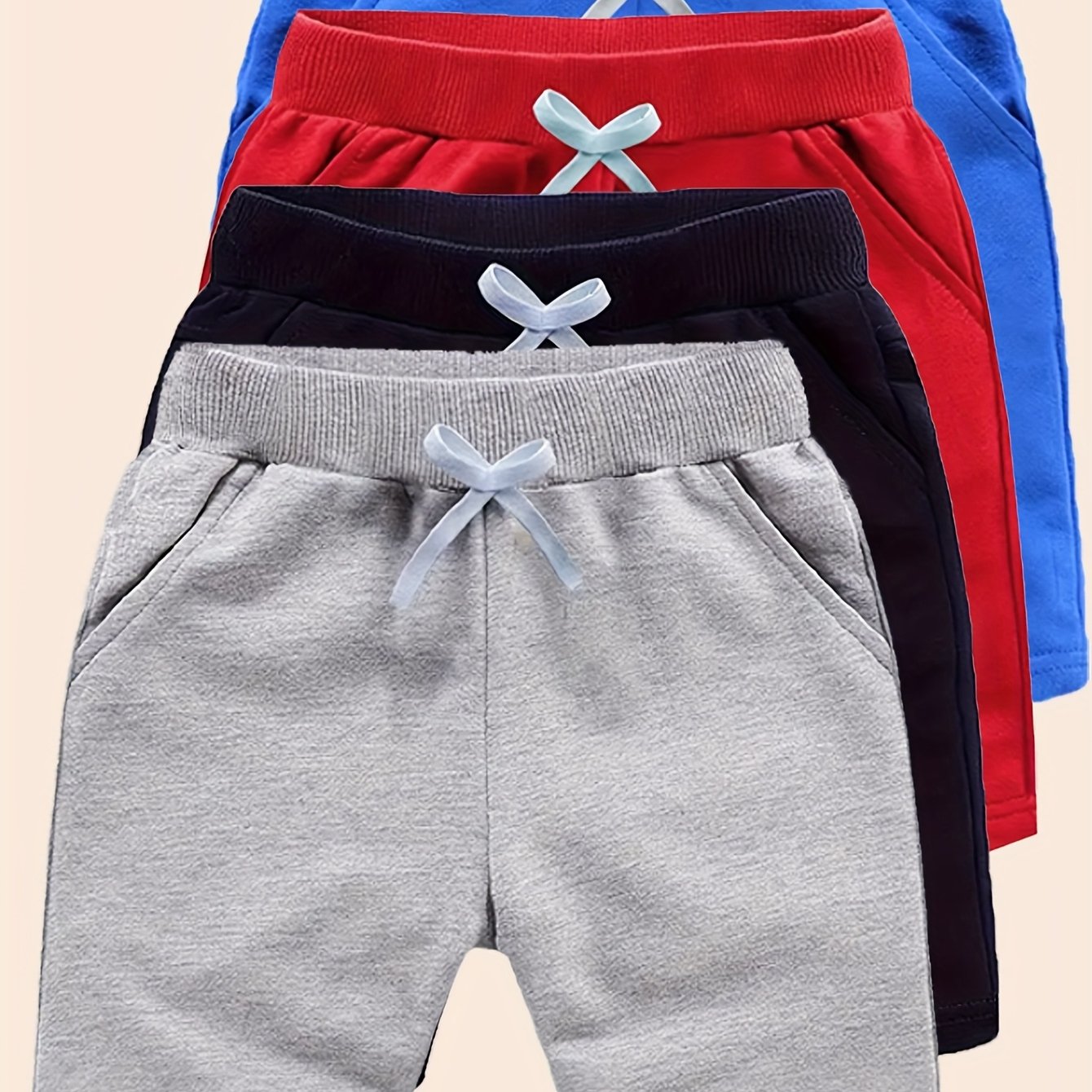 Image of 4pcs Summer Kids' Shorts Set For Boys And Girls, Knee-length Hot Pants, Baby, Toddler, And Children's Candy-colored Beach And Sports Pants, Soft And Comfortable Trousers, 4pcs, Perfect For Outdoor