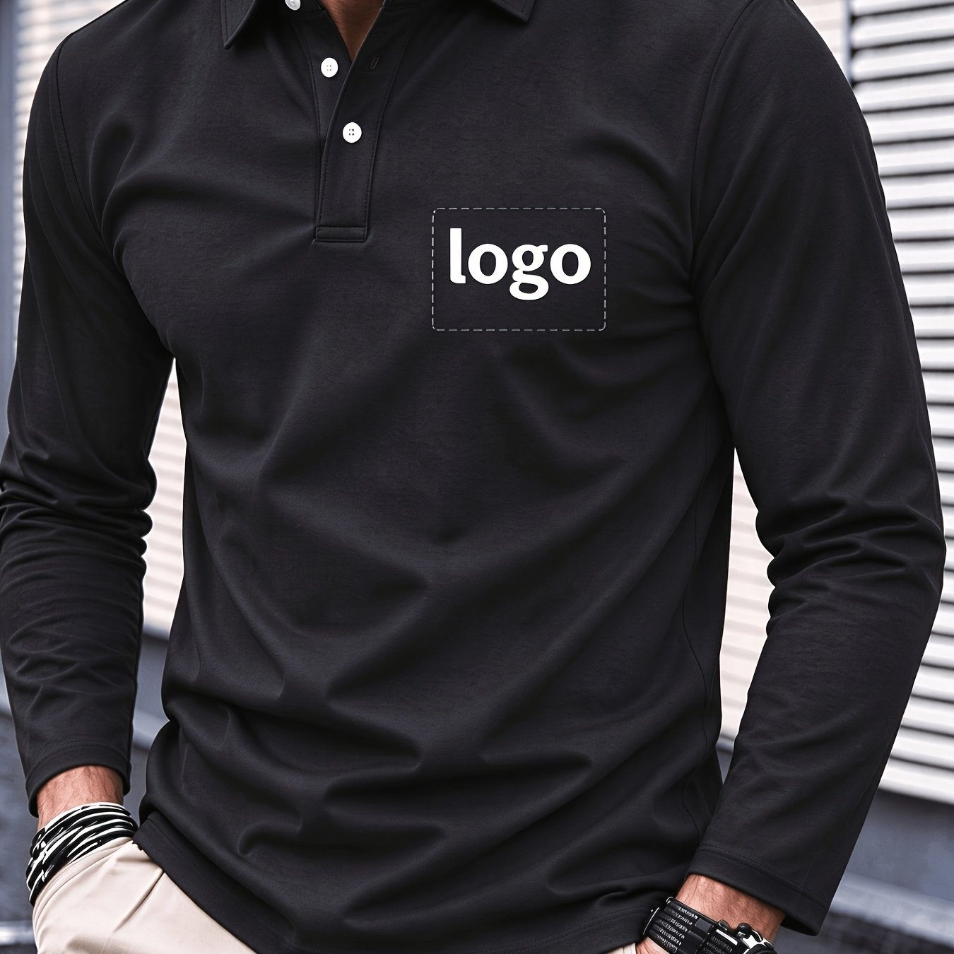 TEMU Polo da a maniche lunghe con logo personalizzato