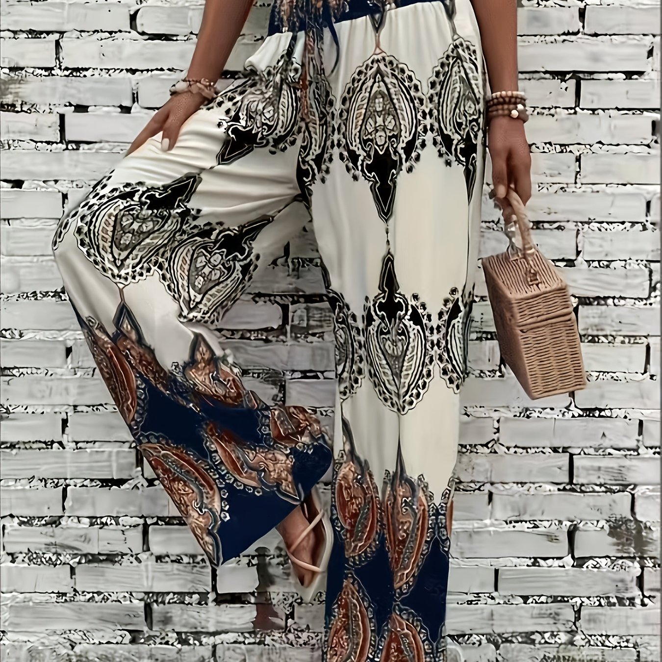 Image of Western Printed Waistband Long Pants Fashion Casual Printed Joggers