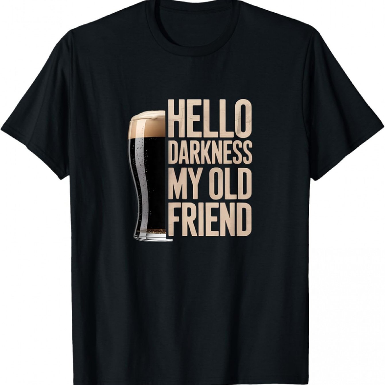 TEMU Men's Retro Beer T-shirt With "hello " Print & Beer Mug Design - Black Suitable For Craft Beer Enthusiasts, Brewery Tours, Casual Wear, Machine