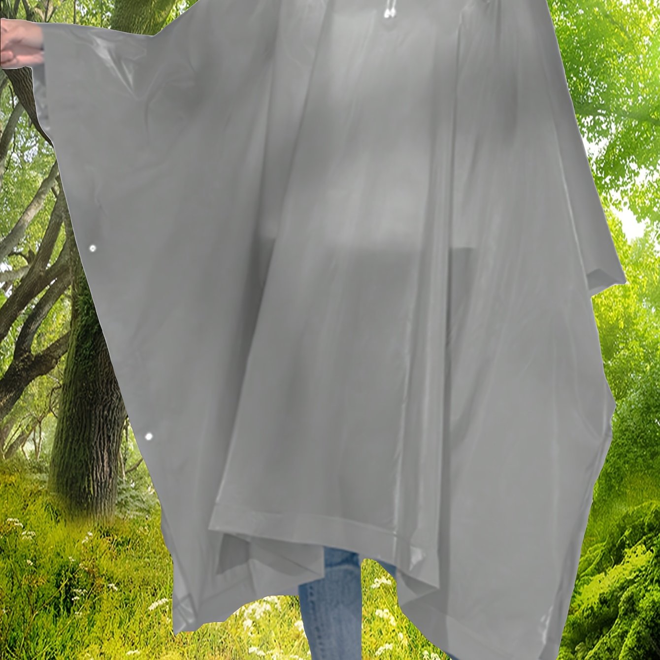 Image of 1pc Dark Gray Rain Outdoor Hiking Raincoat, Eva Raincoat Hiking Multifunctional Raincoat Universal Men's Transparent Raincoat Women's Backpack Raincoat Camping Hiking Cloak