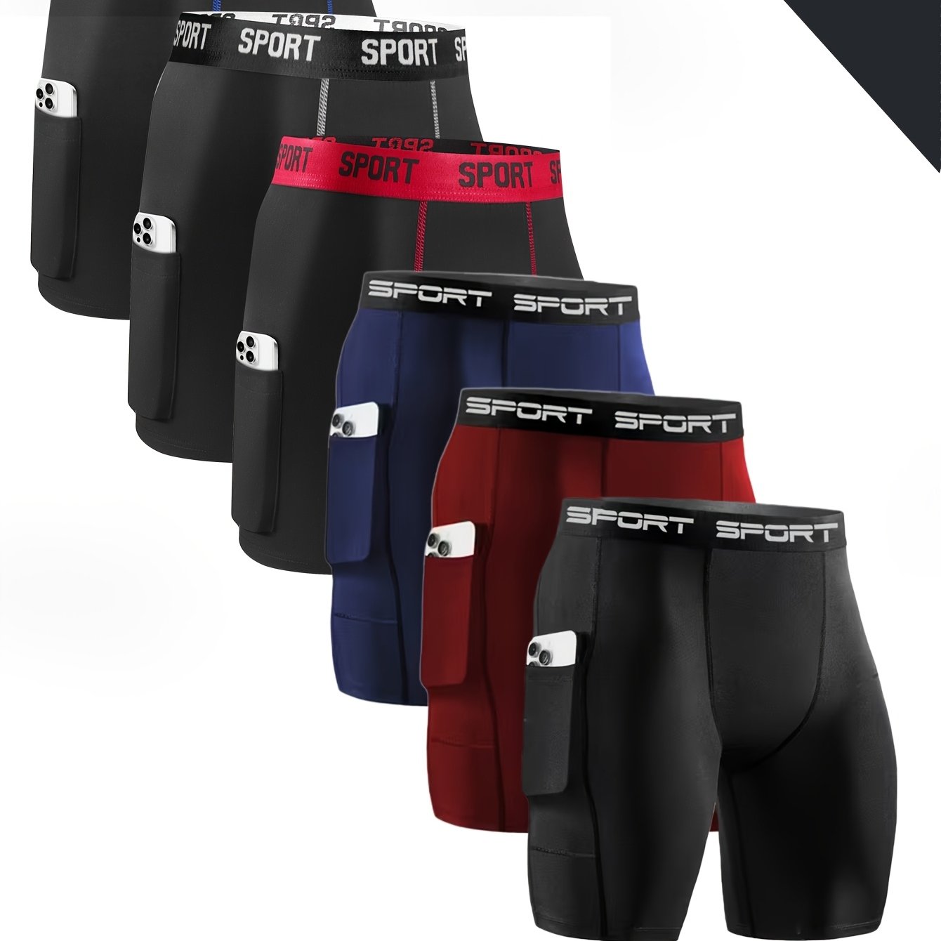 E-shop 3er-Pack zufällige Herren Sport Boxer Briefs mit - Schnelltrocknende, Stretch Kompressions Shorts für Sport und Fitnessstudio, Atmungsaktive