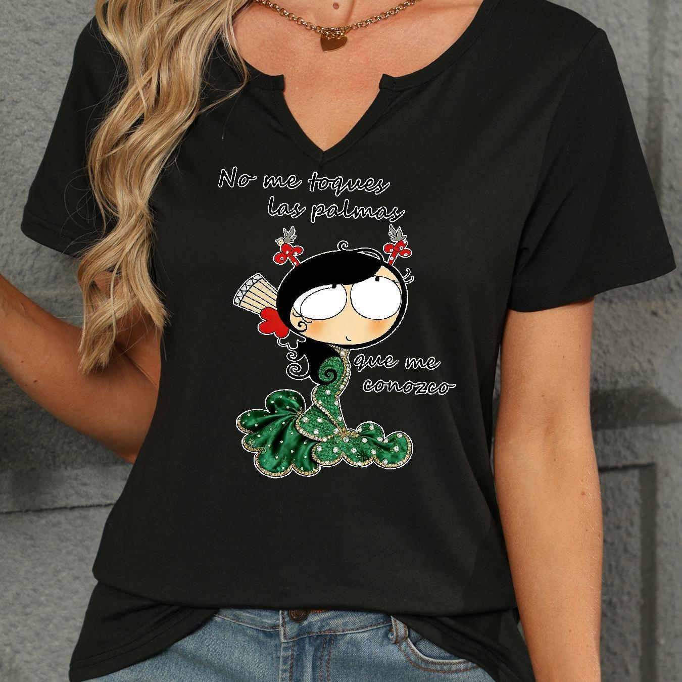 TEMU Camiseta Estampado 251206SL178 - Para , Verano y Otoño - Ropa de Moda para Mujer para Casual Tallas Estándar B9, Camiseta Cómoda