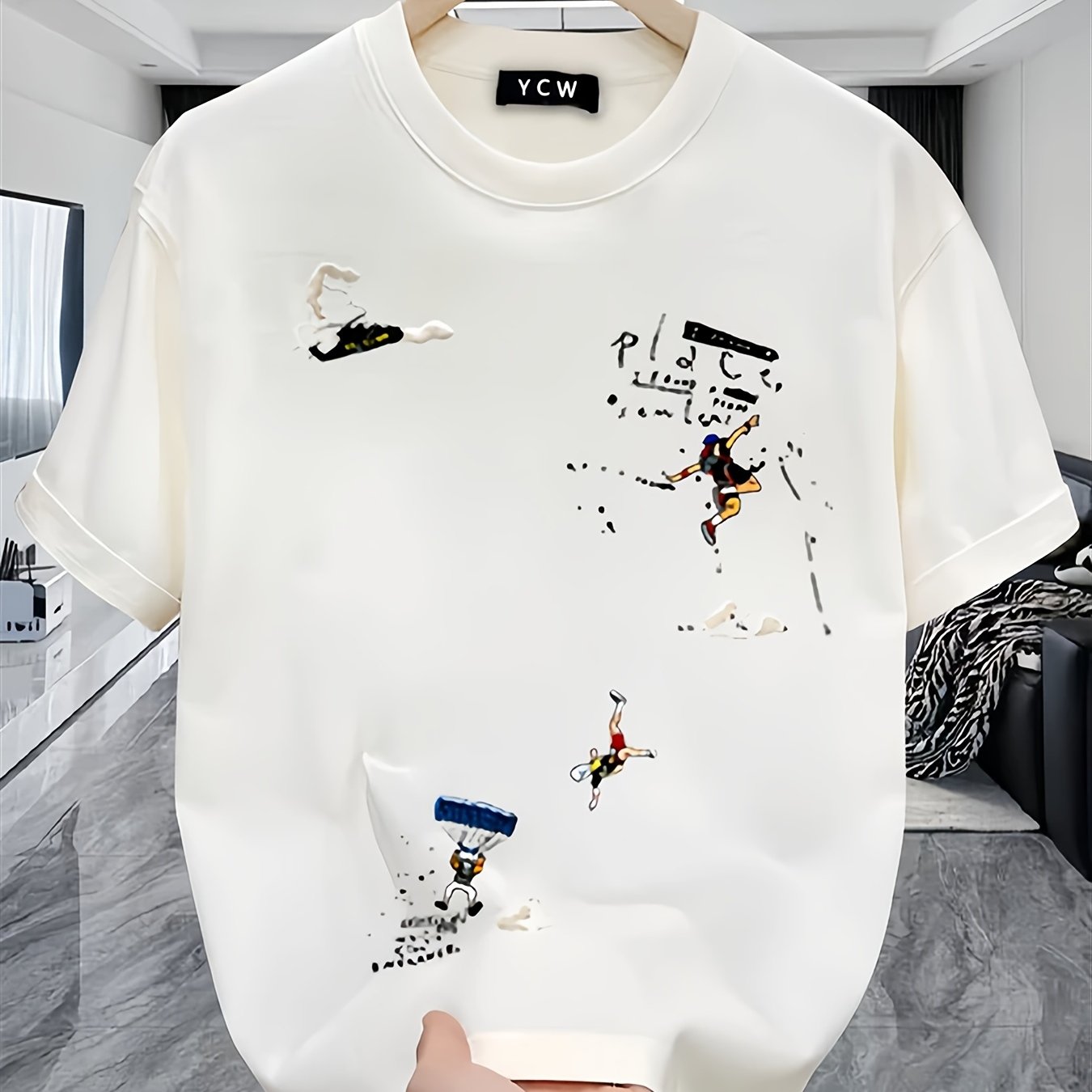 Fashion Brand Printed Short-sleeved T-shirt For Men In Summer Heavy Pure Korean-style Japanese-style Printed Versatile Tops For Men, Plus Size