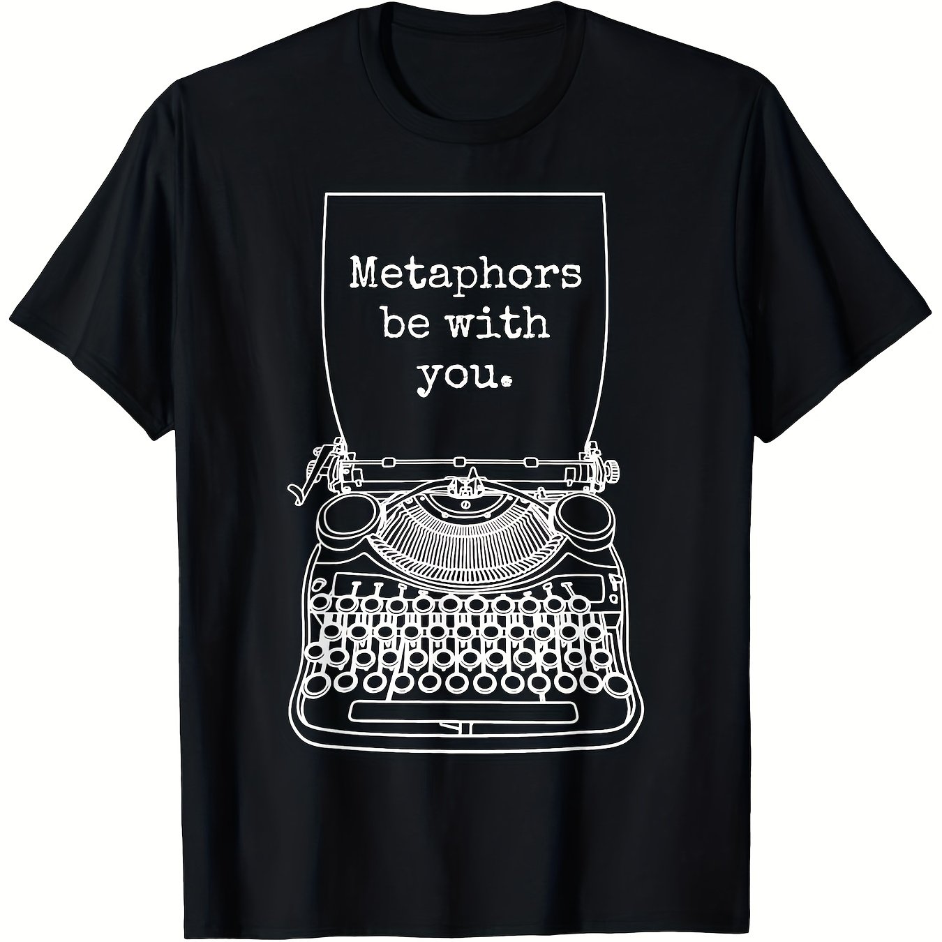 Men's Writers Tshirt With Shakespearean Typewriter Print Vintage Graphic Tee Sxxxl Sizes Black Soft Breathable Casual Shirt For Aut
