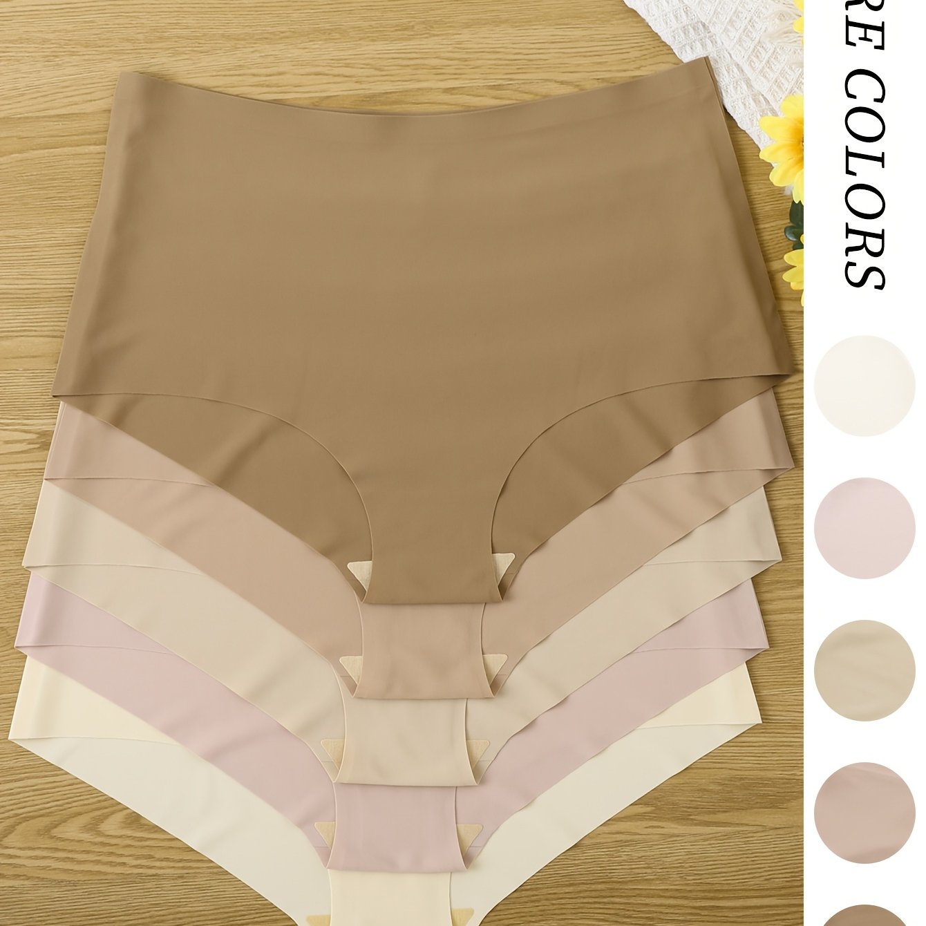 E-shop 5-Pack Damen Plus Size Mid-Rise Slips – Unterwäsche für S &, Uni-Farben Dreieck-Slips, Dehnbarer mit Elastischem Bund, Elegantes Set für jeden