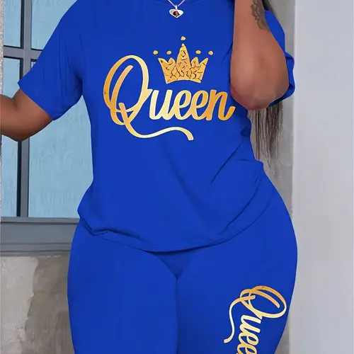 womens two piece and monogram printed crew neck short sleeved top and monogram tight shorts casual summer shorts set