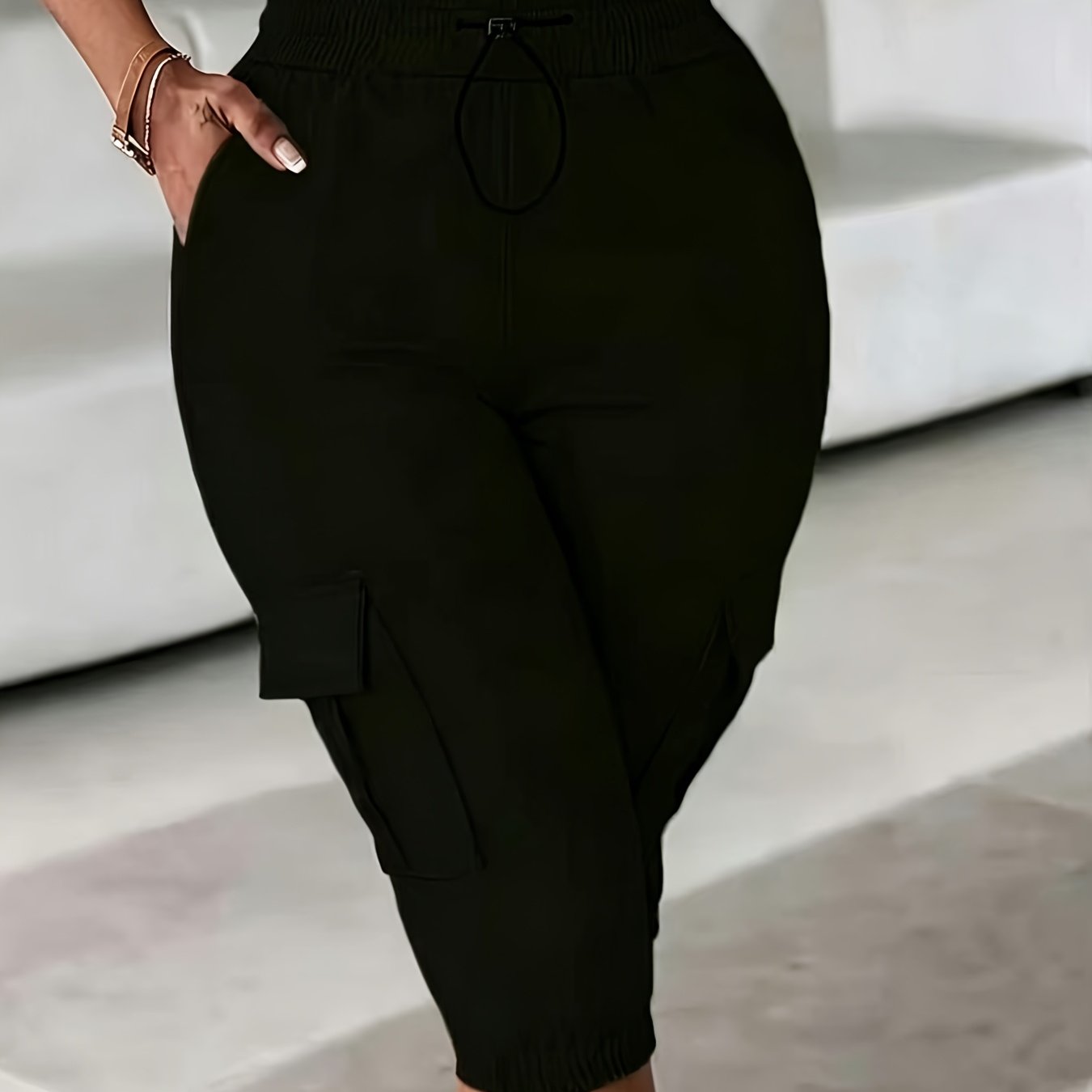 TEMU Fkdq66t Western Fashion Women's Spring Summer Casual Outdoor Versatile Pocket Capri Pants