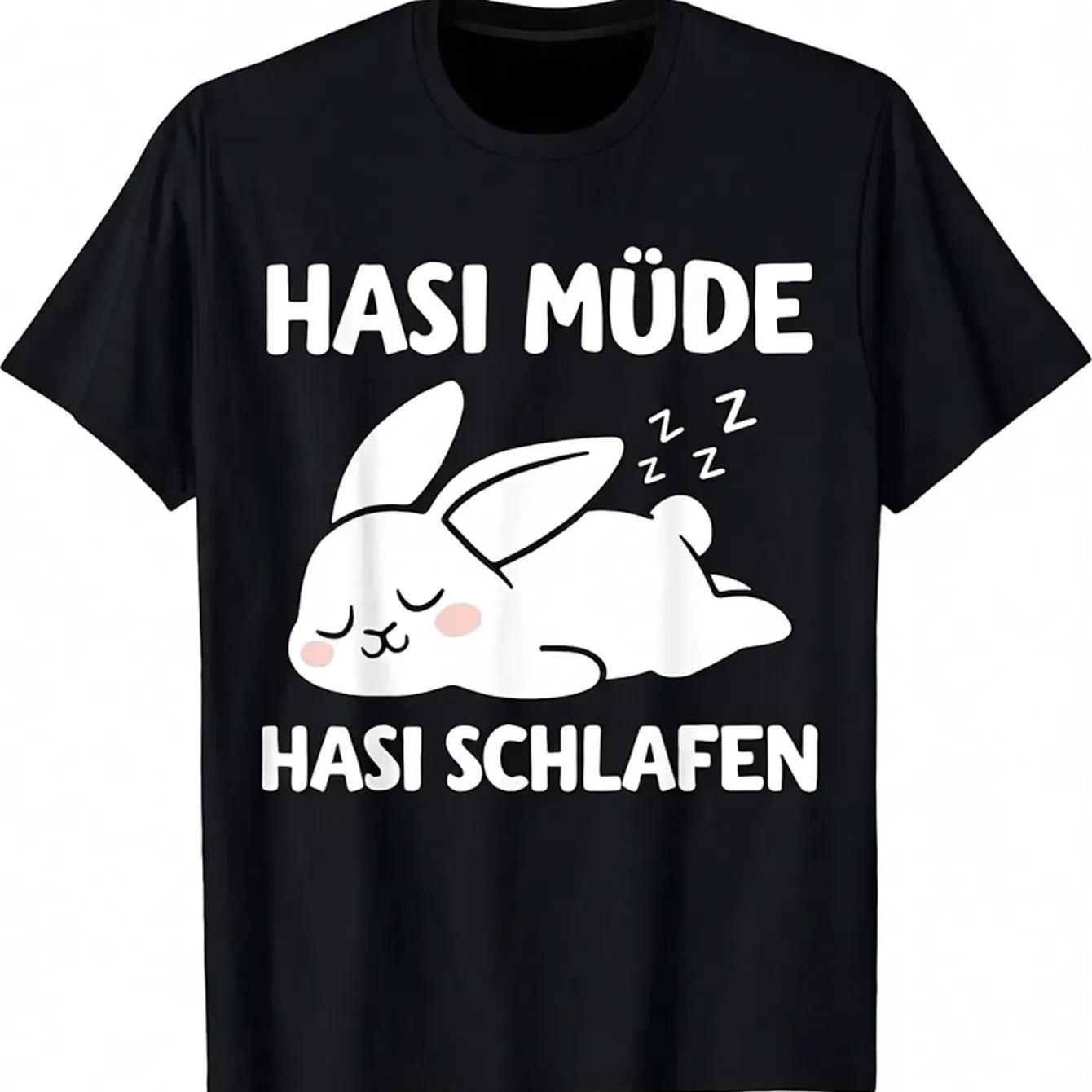 Hasi Hasi Sleep T-shirt Black, S, Crew Neck, , Regular Fit, Short Sleeve, , Heat Transfer Print Cotton Printed Shirts