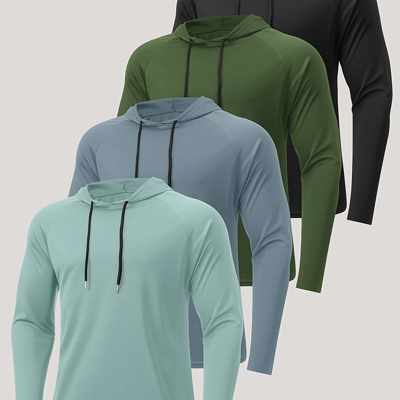 TEMU 4pcs Men's Hooded Sweatshirt, Long Sleeved Sweatshirt, Breathable And Quick Drying, Suitable For Hiking, Fishing, Outdoor Running, Etc, Hunting