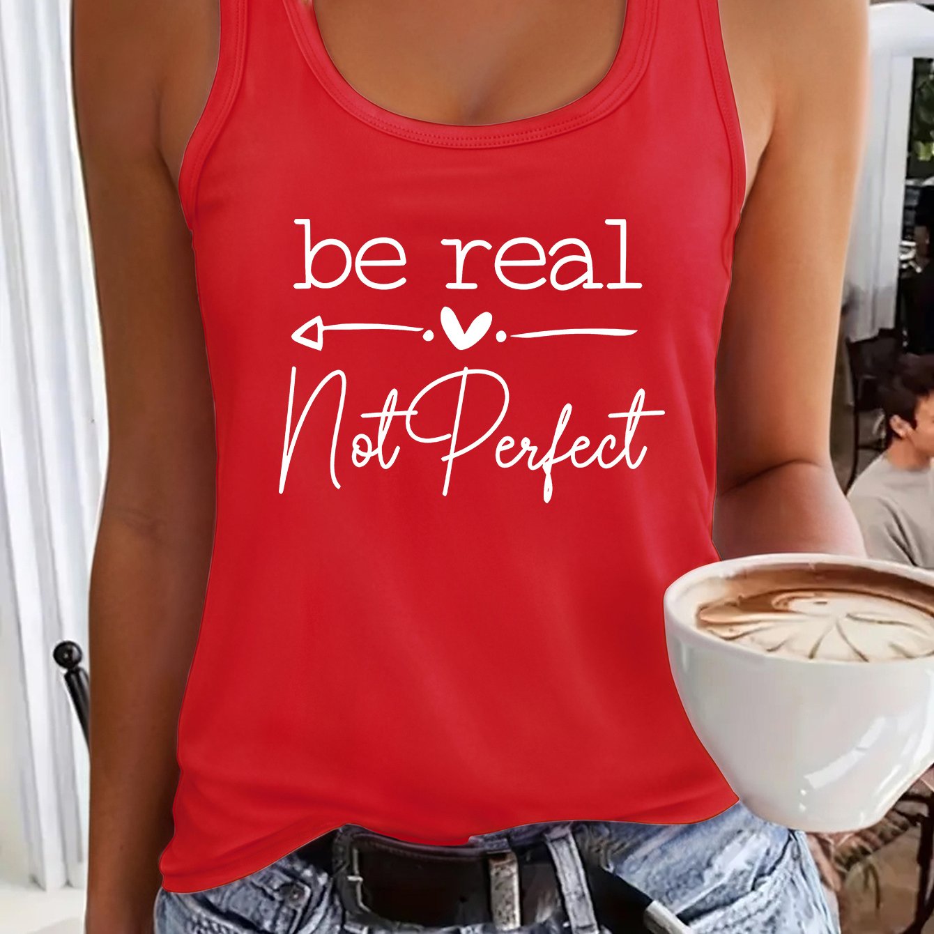 TEMU Design Sense Letters Inspirational Slogan Pattern Print Women's Fashion Undershirt, Spring And Summer Casual Sleeveless Work Undershirt, Women's