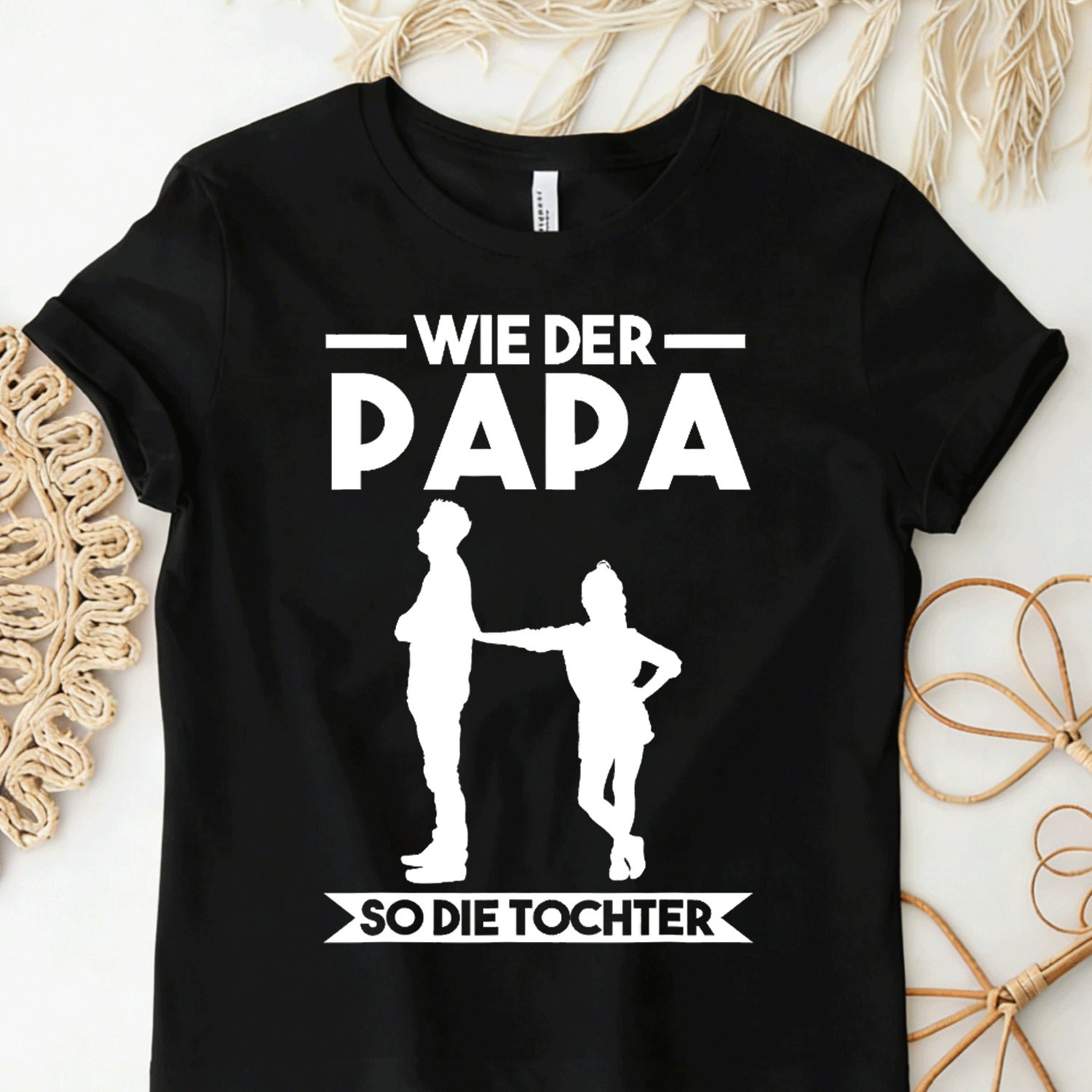 Image of T-shirt With German Text Wie Der Papa So Die Tochter Black For Men Women Unisex Funny T-shirt