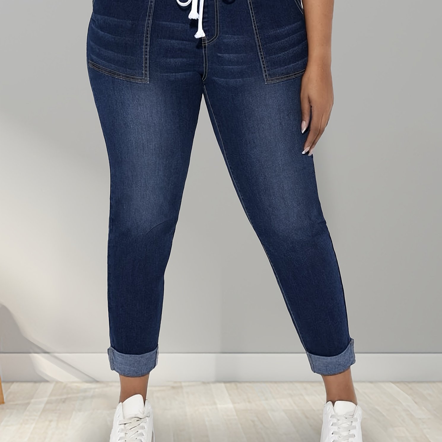 Plus Size Elastic Waist Leggings Denim Jeans