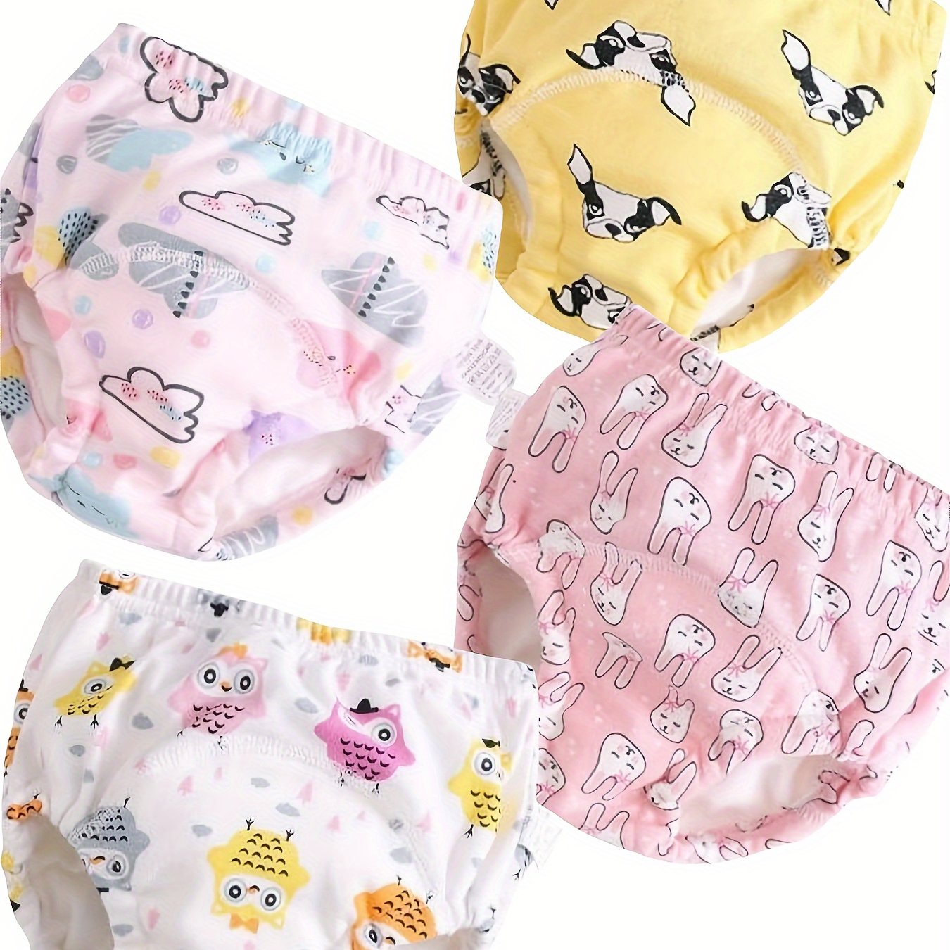 Image of 4 Packs Of Cotton Training Pants For Girls And Boys, Comfortable And Soft Baby Potty Training Pants