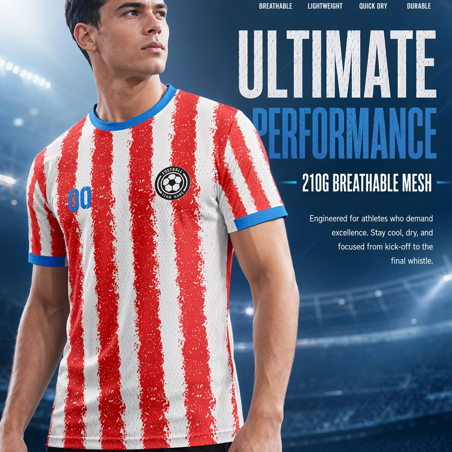 TEMU Camiseta personalizada de fútbol del equipo local de Paraguay 2026 | , número opcionales | Diseño de cuello cruzado | Estilo de rayas | Malla