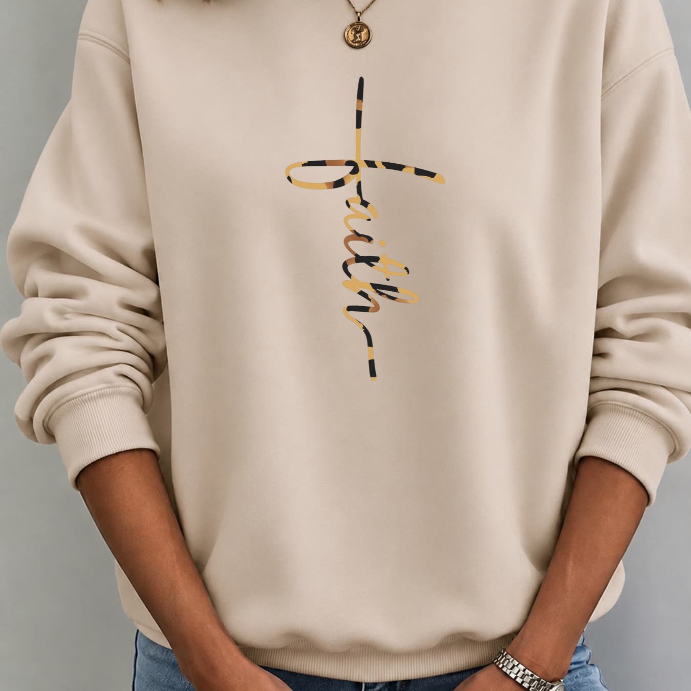 Image of Autumn Winter New Fleece Hoodie For Women: Loose Fit Crewneck Sweatshirt With Colorful Letter Print, Casual Comfortable Pullover Top