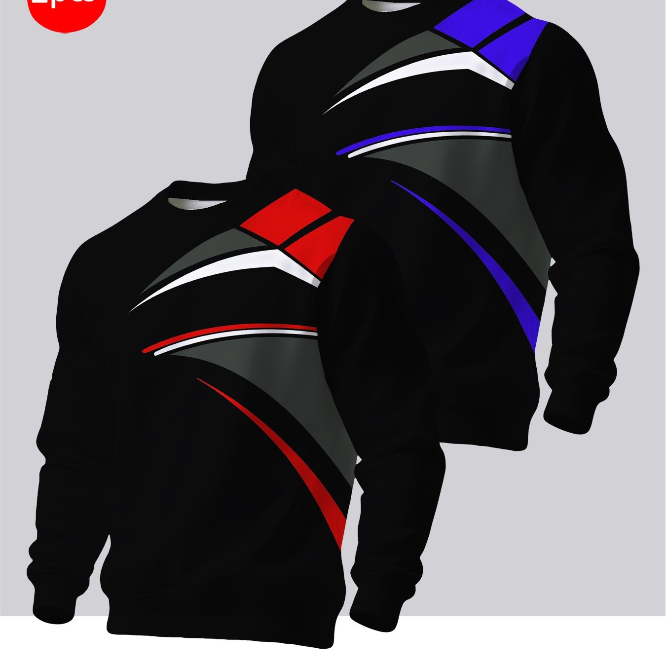 TEMU 2pcs Men's Crew Neck Sweatshirt - Casual Printed Top, Outdoor Leisure Crew Neck Sweatshirt, Basic Versatile Style With Print
