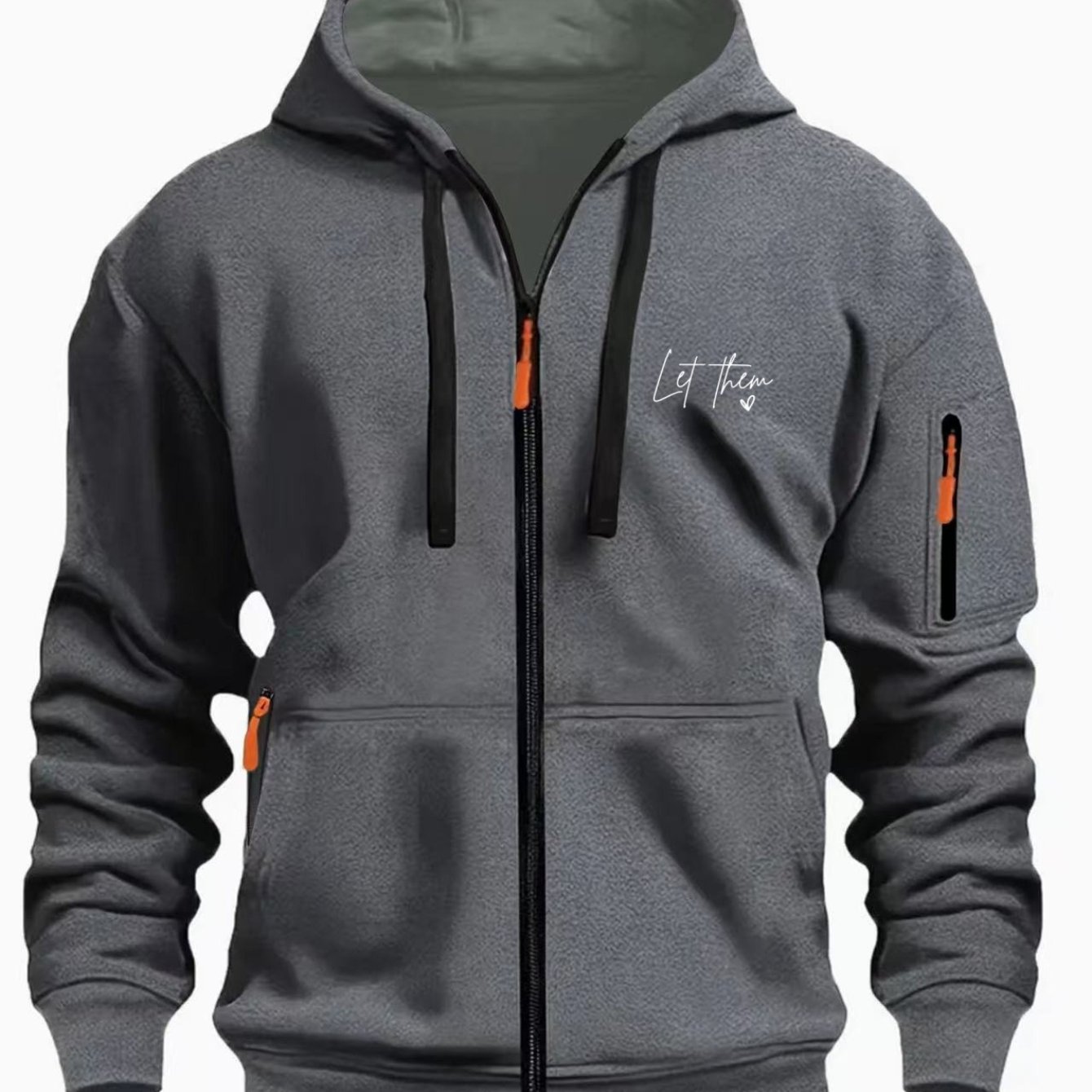 TEMU Men's Fashion Trend Casual Daily Versatile Minimalist White Hooded Jacket With English "" Print