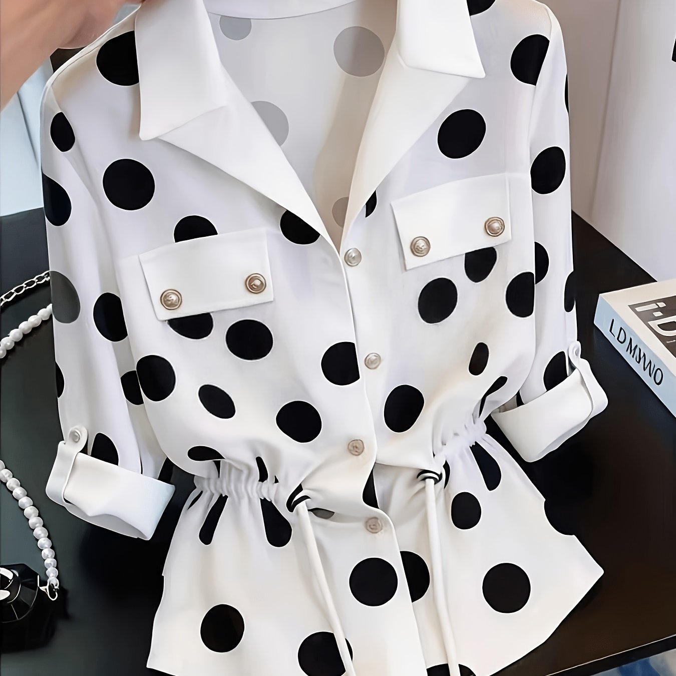 TEMU Haut Super Femme Double Épaisseur Unique Boutonnage à la Taille à Rembourrer Carreaux Toute- Mode Française Tempérament Vêtements Femme