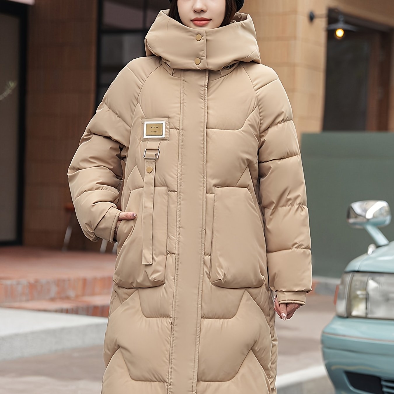 TEMU 2024 New Detachable Hat Women's Long Clothing Thick The Knee Cotton Clothing Women's Coat Super