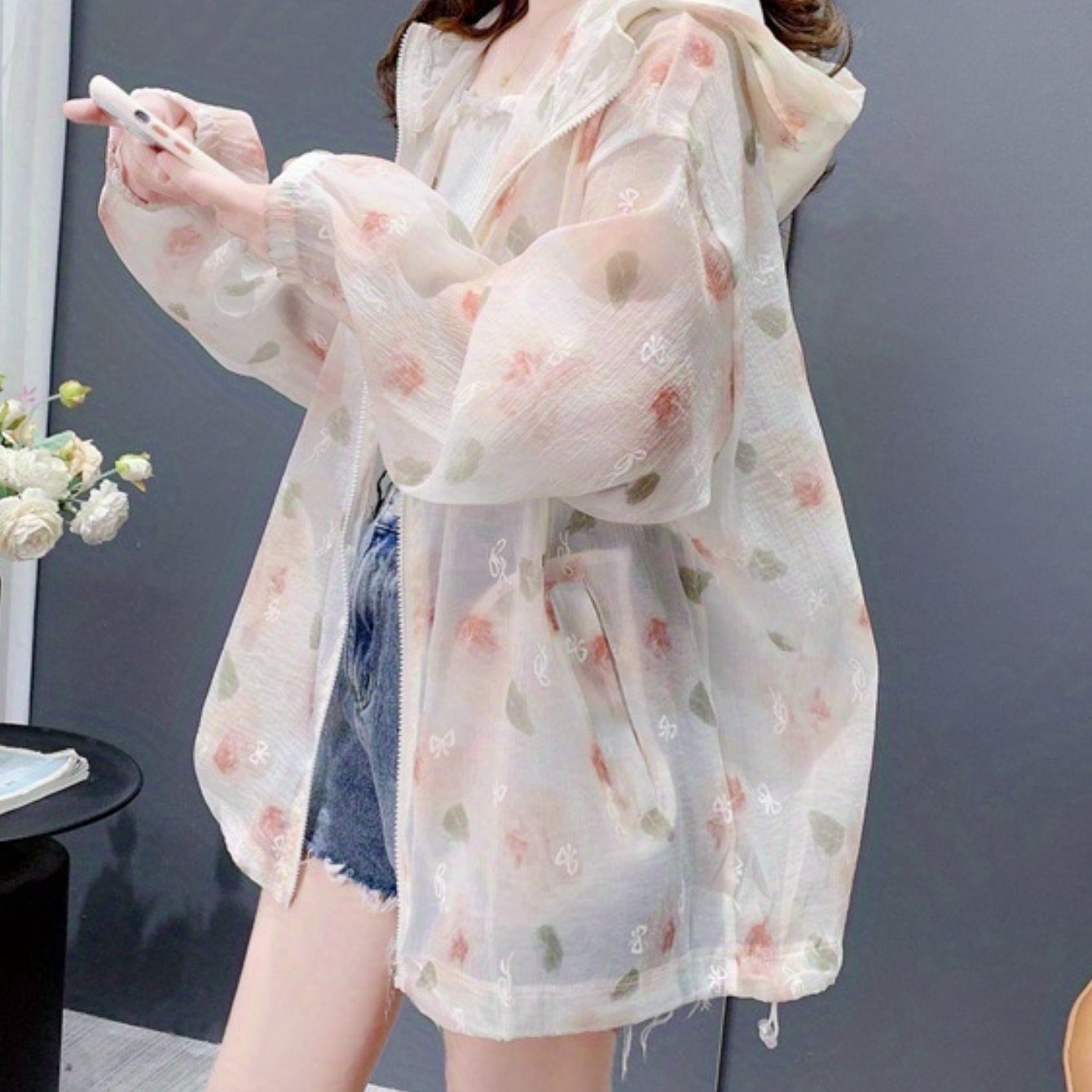 TEMU Sunscreen Clothing Women's Zipper Cardigan Summer 2025 Lazy Style Hooded Sunscreen Long Sleeved Jacket For Women