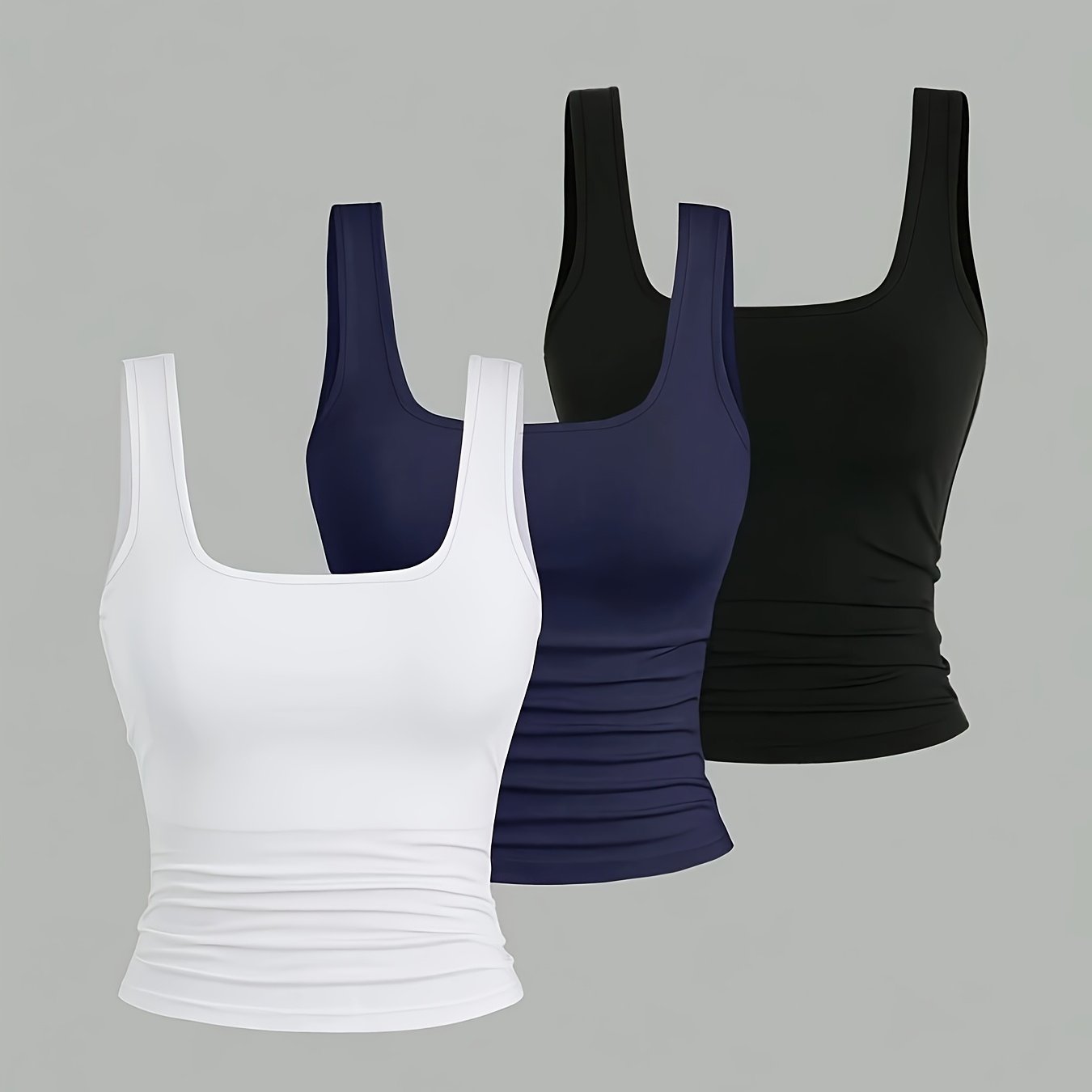 TEMU 3pcs Solid Vest Set, Summer Casual Women's Top, Women's Clothing