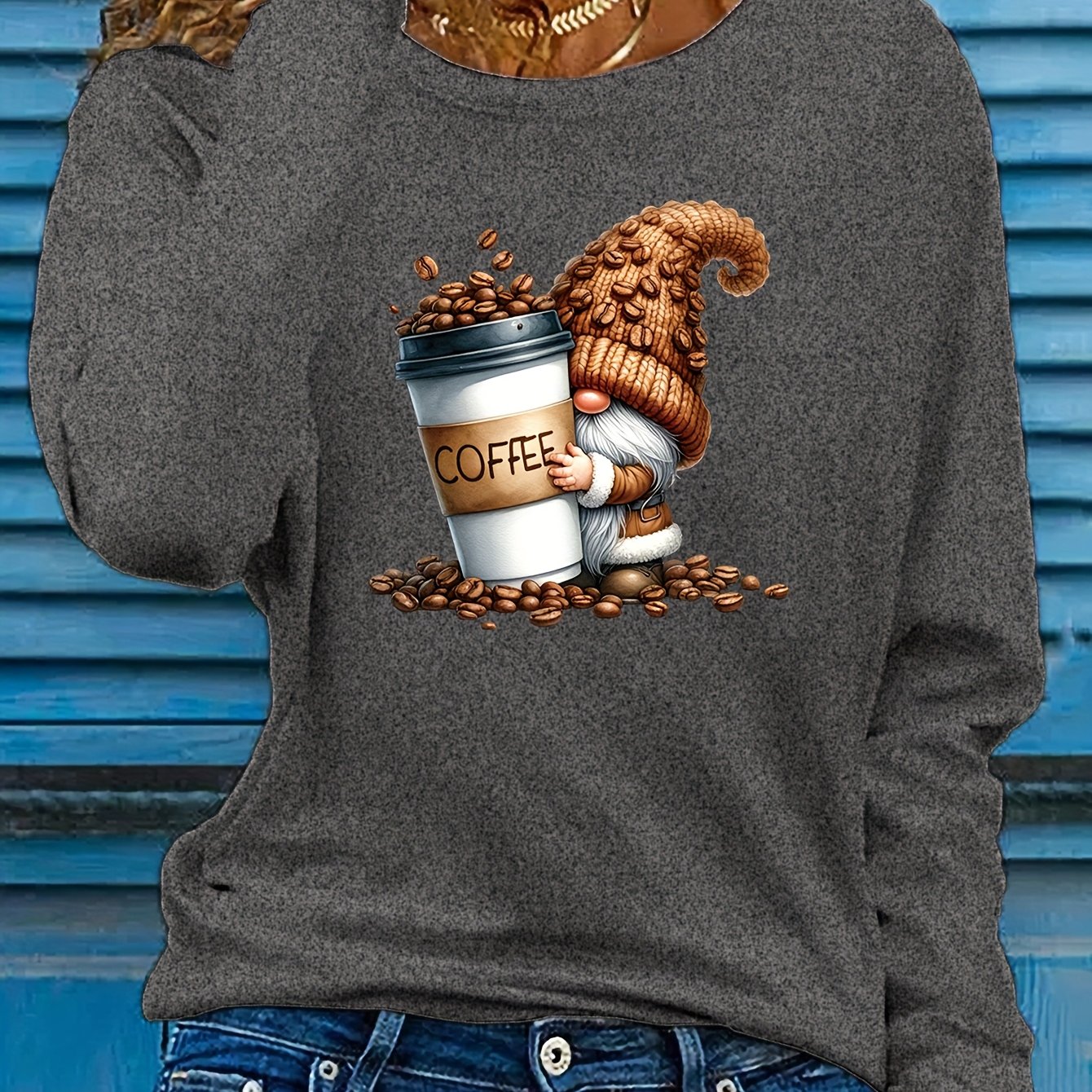 TEMU Women's Fashion Round Neck Long Sleeve T-shirt Loose Casual Top Daily Pullover Base Layer X4709