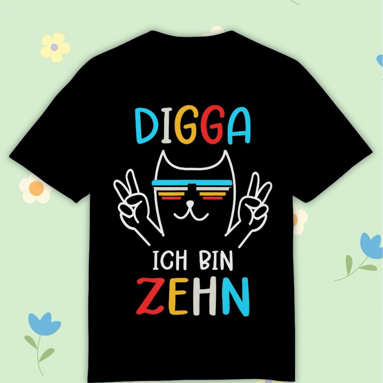 Image of 10 Years Birthday Boy Ich Bin Zehn T- Shirt, Black Comfortable Casual Crew Neck Tee For Boys And Girls T Shirt, 200g