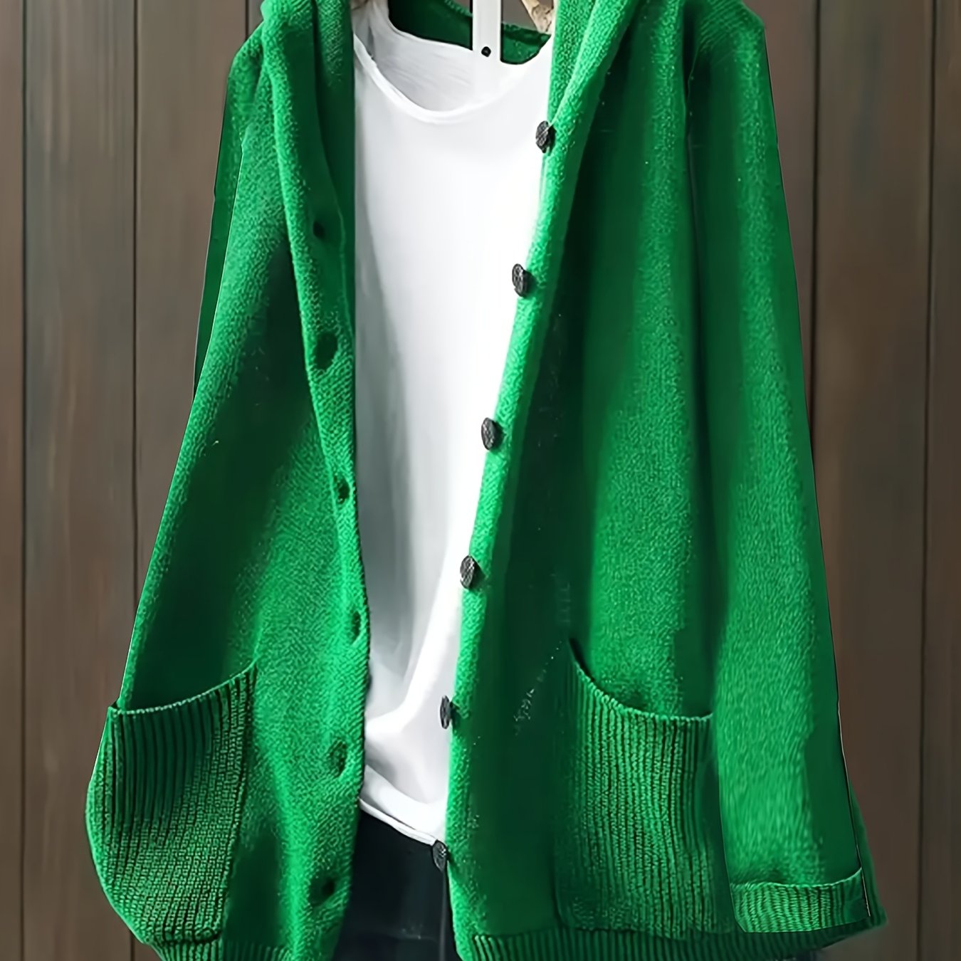E-shop Kapuzen-Cardigan, Lockerer Casual Strickmantel für Frühling Herbst, Strickjacke