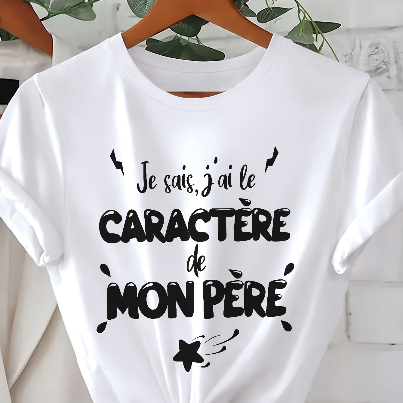 TEMU T-shirt sur le thème de l' du paternel, haut décontracté à manches courtes et col ras du cou pour l'été et , vêtement pour femme