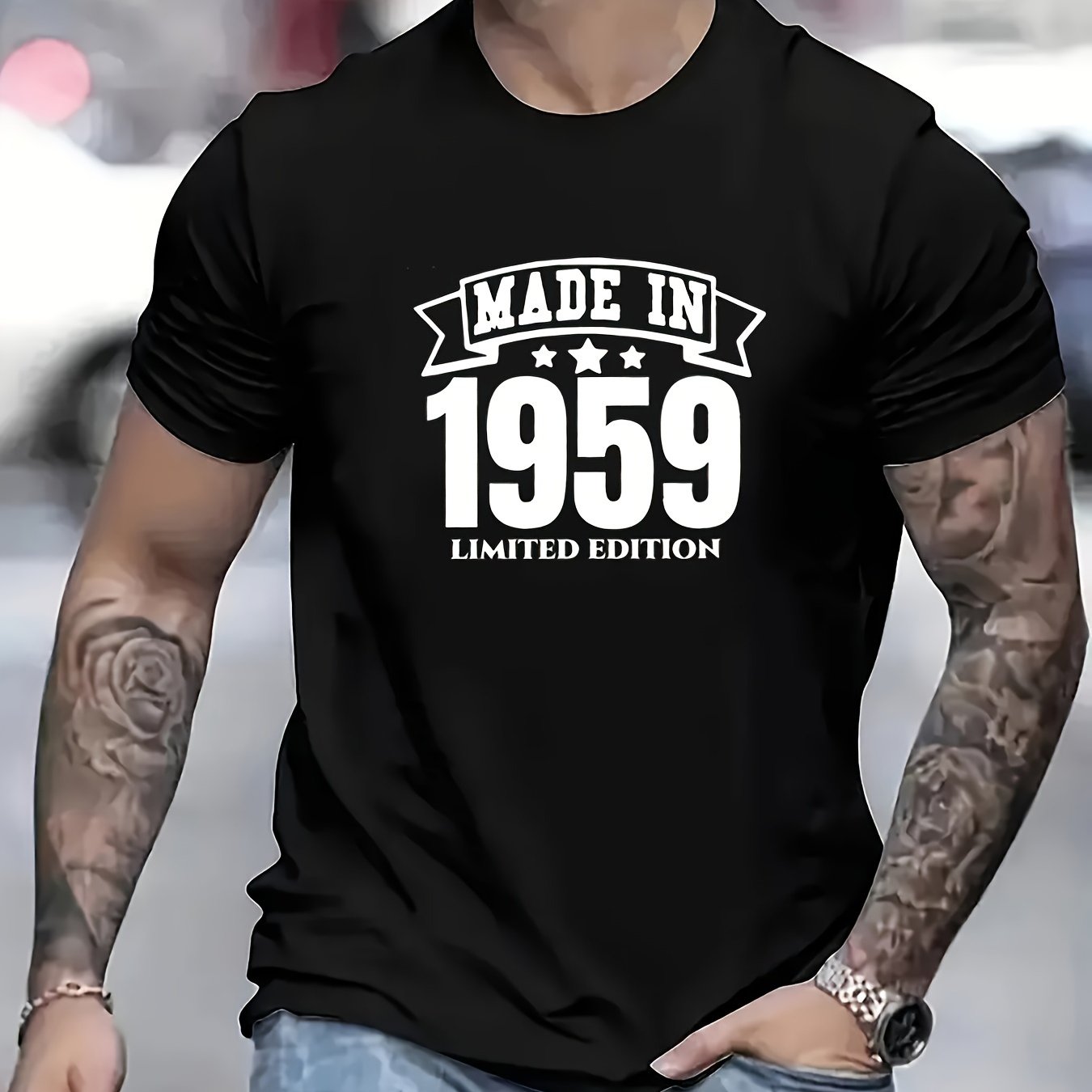 TEMU Men's Fashion Trendy Round Neck T-shirt With Print, Life Quotes, Philosophical English Print, Suitable For Spring And Summer