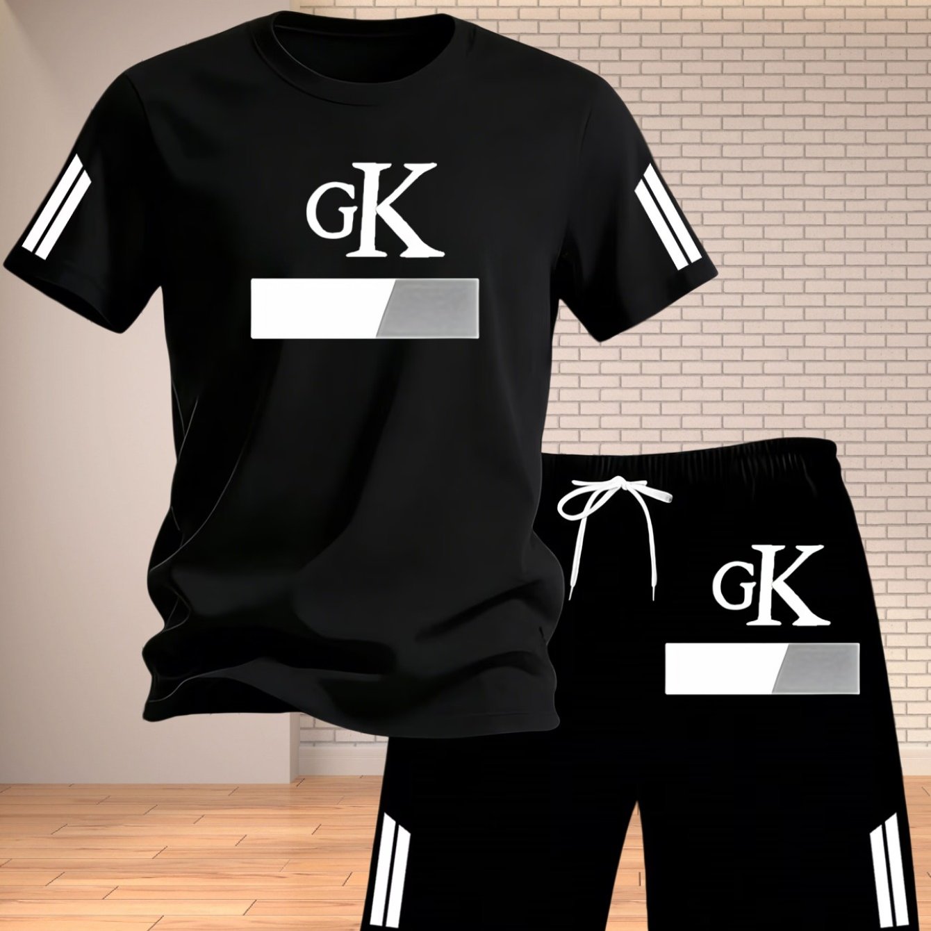 TEMU Completo T-shirt e Pantaloncini Stile Minimalista con GK | Abbigliamento Estivo Rinfrescante - Set Sportivo Casual da , T-shirt Traspirante ad