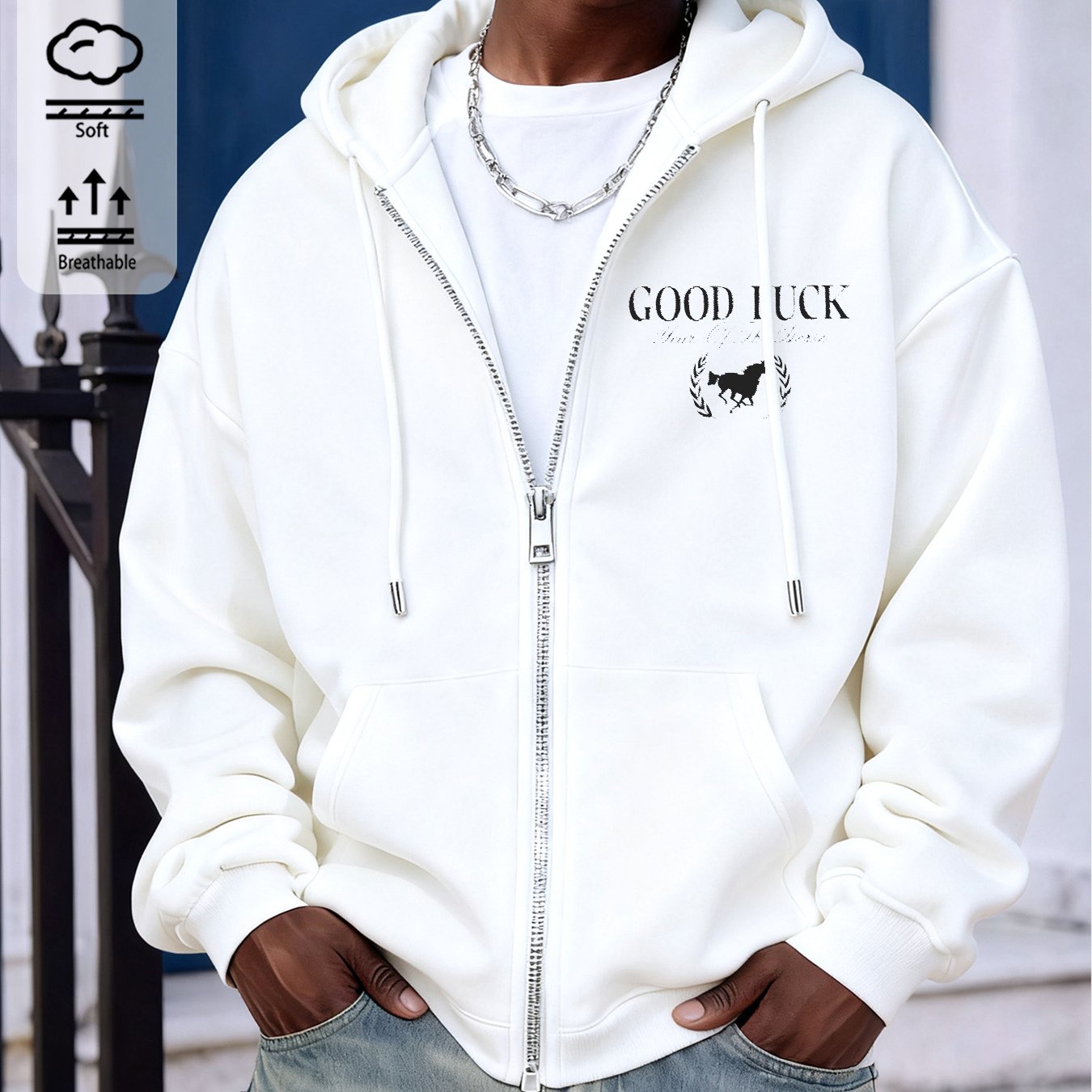 Image of Unisex Zip-up Hoodie For Spring, Fall, And Winter: Casual Streetwear With A Loose Fit, Good , Ideal For And