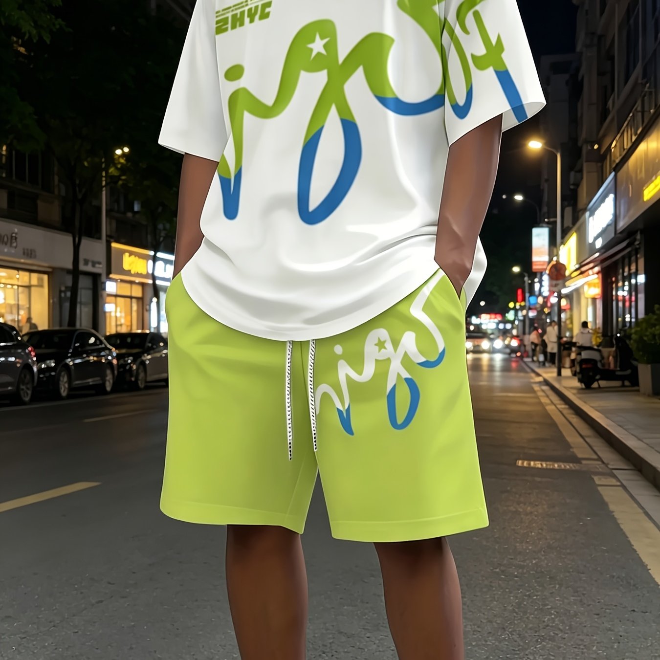 TEMU Men's Casual Short Sleeve And Shorts Set, Round Neck Short Sleeve 2pcs Set, Men' Round Neck Short Sleeve And Shorts Outfit, Summer Pattern