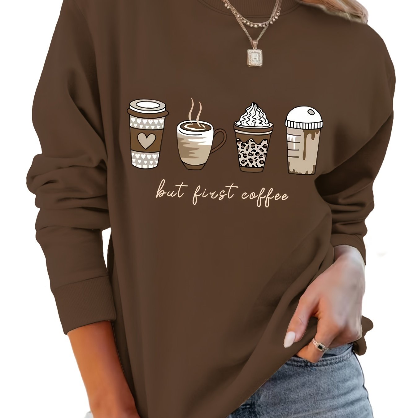 TEMU Letter Print Sweatshirt, Crew Neck Casual Sweatshirt For Fall And Spring, Women's Clothing
