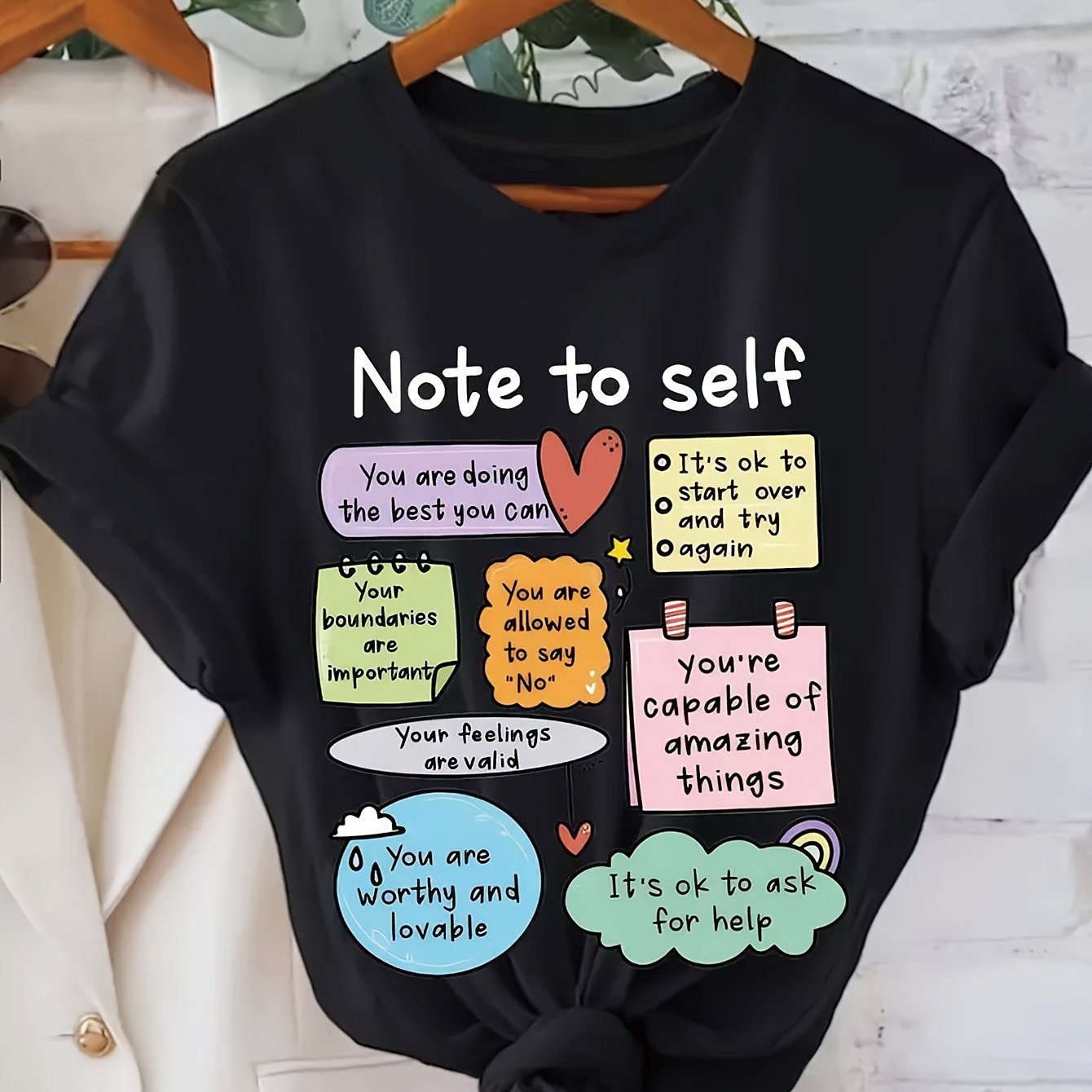 TEMU You're Doing Great" Inspirational Quote T-shirt Women's Casual Round Neck Short Sleeve Breathable Polyester Blend Machine Washable