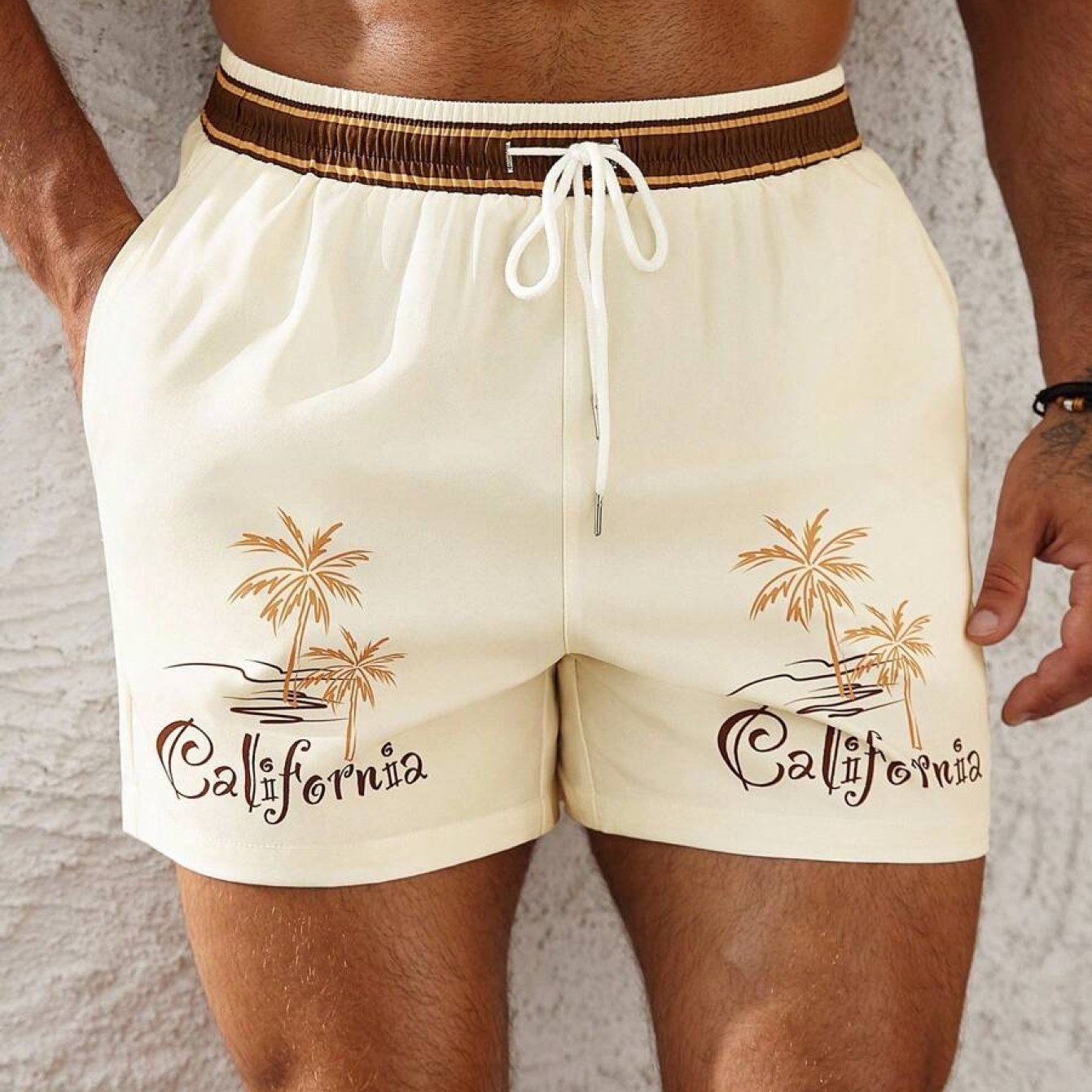 TEMU Printed Design - Not Textured Plus Size Men's Summer Fashion Beach Pants, Ideal For Seaside And Outdoor Casual Wear, Plus Size