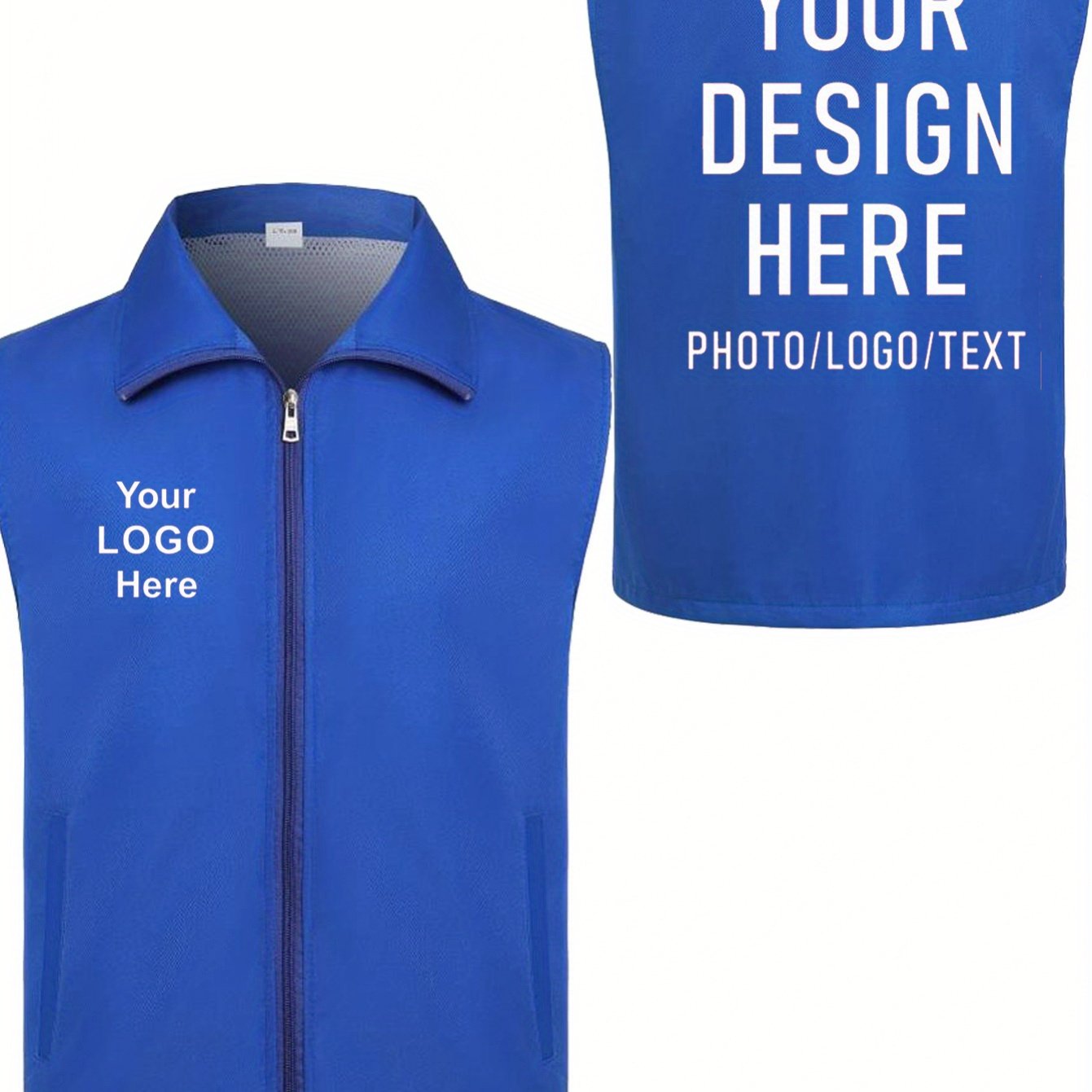 TEMU Men's And Women's Casual Vest Jacket, Volunteer, Traffic, School, Advertising Promotion, Supermarket, Transportation Workwear, Outdoor Zipper