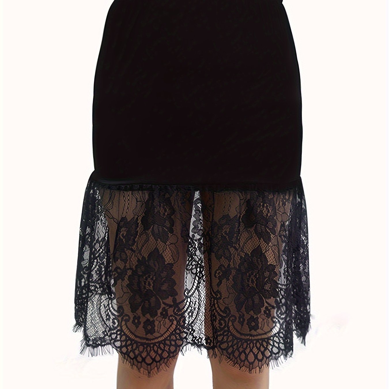 Women's Extendable Petticoat Lace Hem Long Skirt