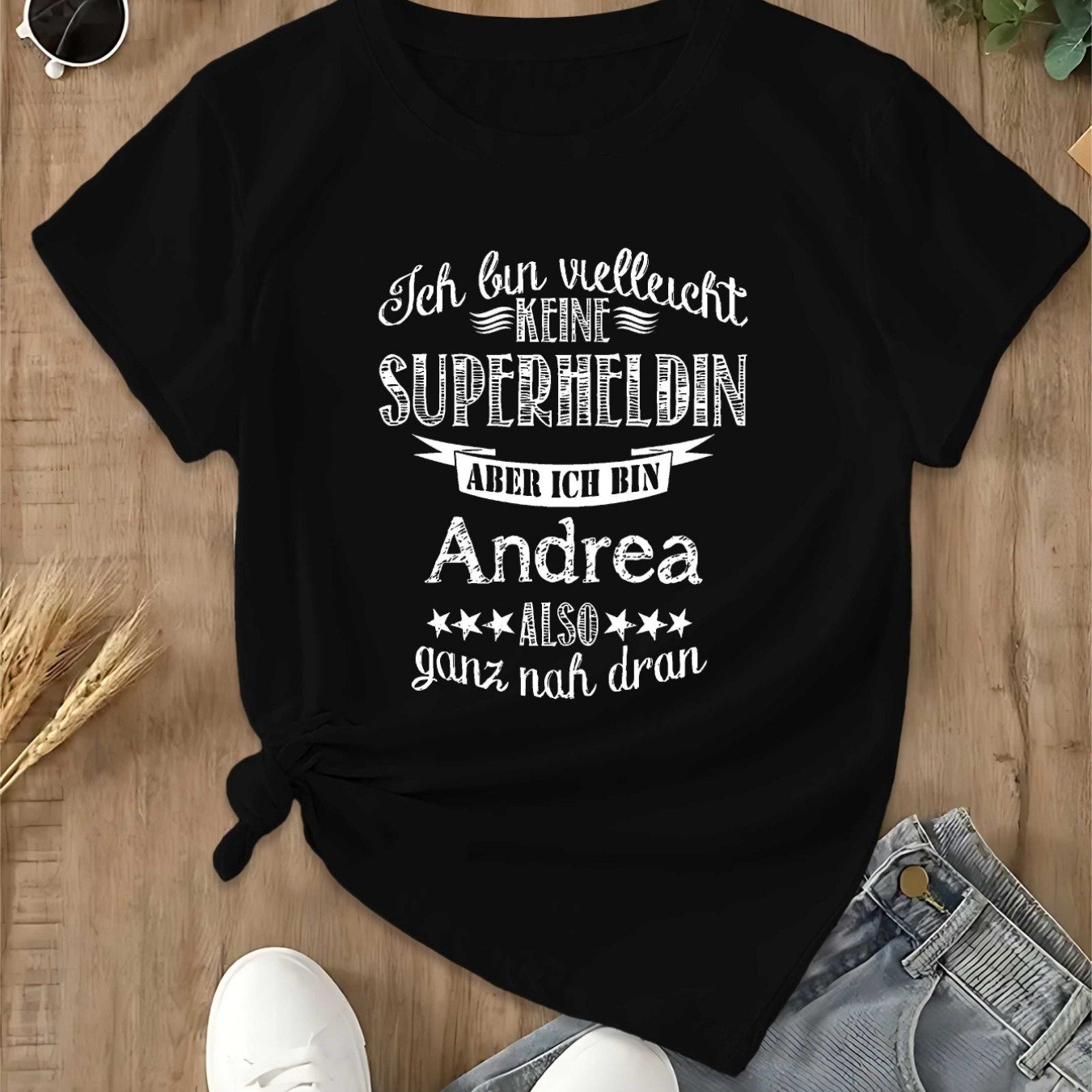 Intriguing Women's T-shirt With Short Sleeves Featuring The German Name