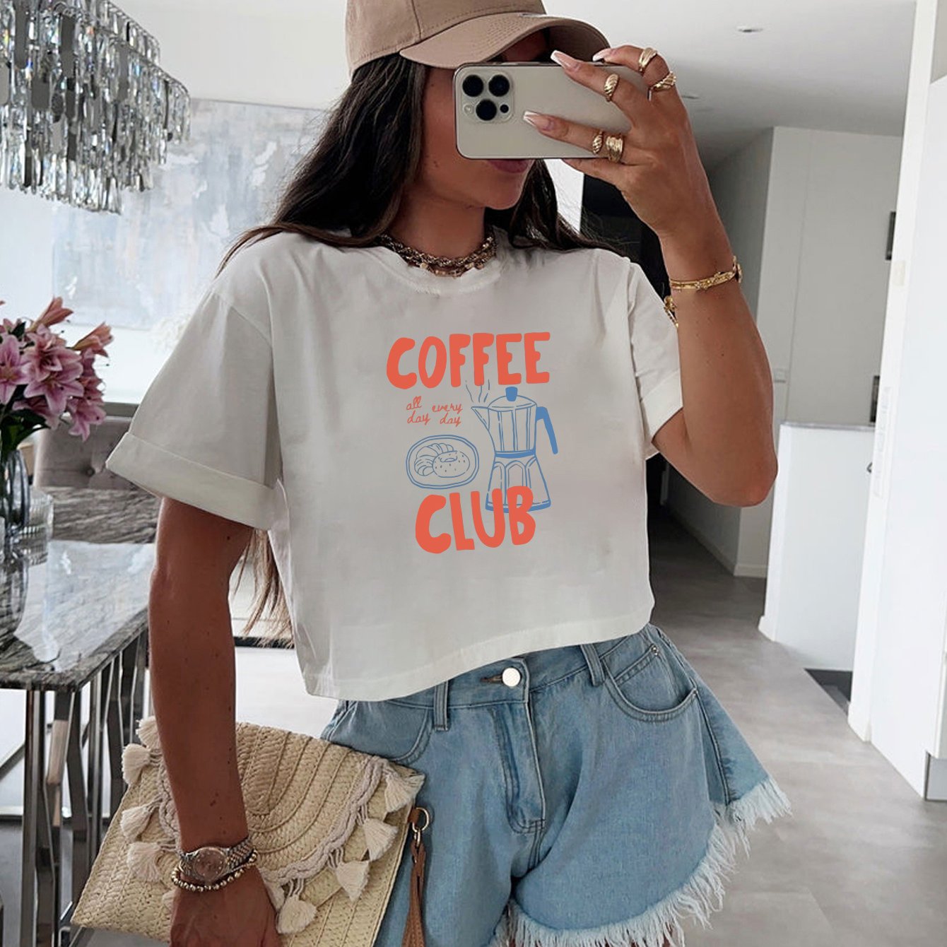 TEMU Print Y2k Sweatshirt, Short Sleeve Crew Neck Casual Sweatshirt For Winter And Fall, Women's Clothing