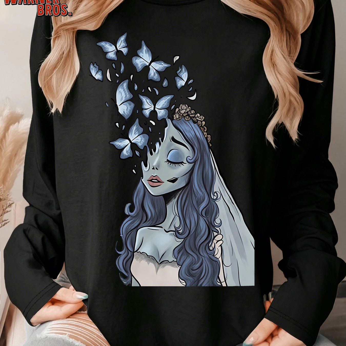 TEMU Wb Women's T-shirt - Vintage 90s Warner . Movie Top With Transformation Print, Plus Size Long Sleeve Round Neck Tee Suitable For Casual Wear,
