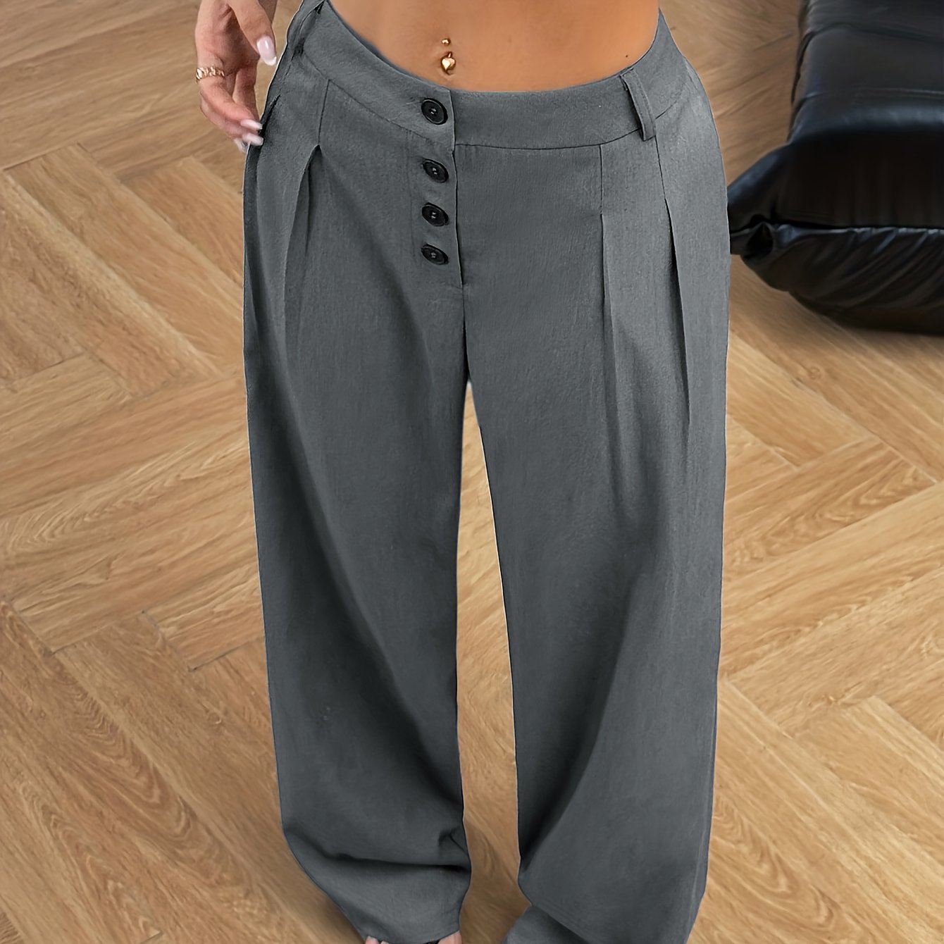E-shop Damen Casual Pendlerhose in Unifarben mit geradem Bein