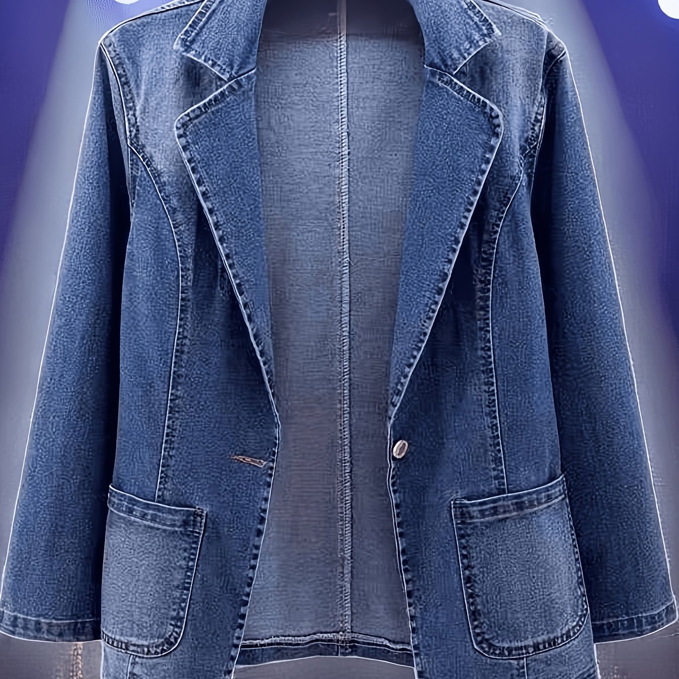 Image of Women's Denim Long Sleeved, Slim Fit, Fashionable Top, Retro Style, Daily Clothing
